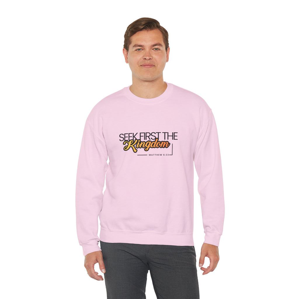 Seek First the Kingdom Crewneck Sweatshirt — Christian Faith Graphic Sweatshirt