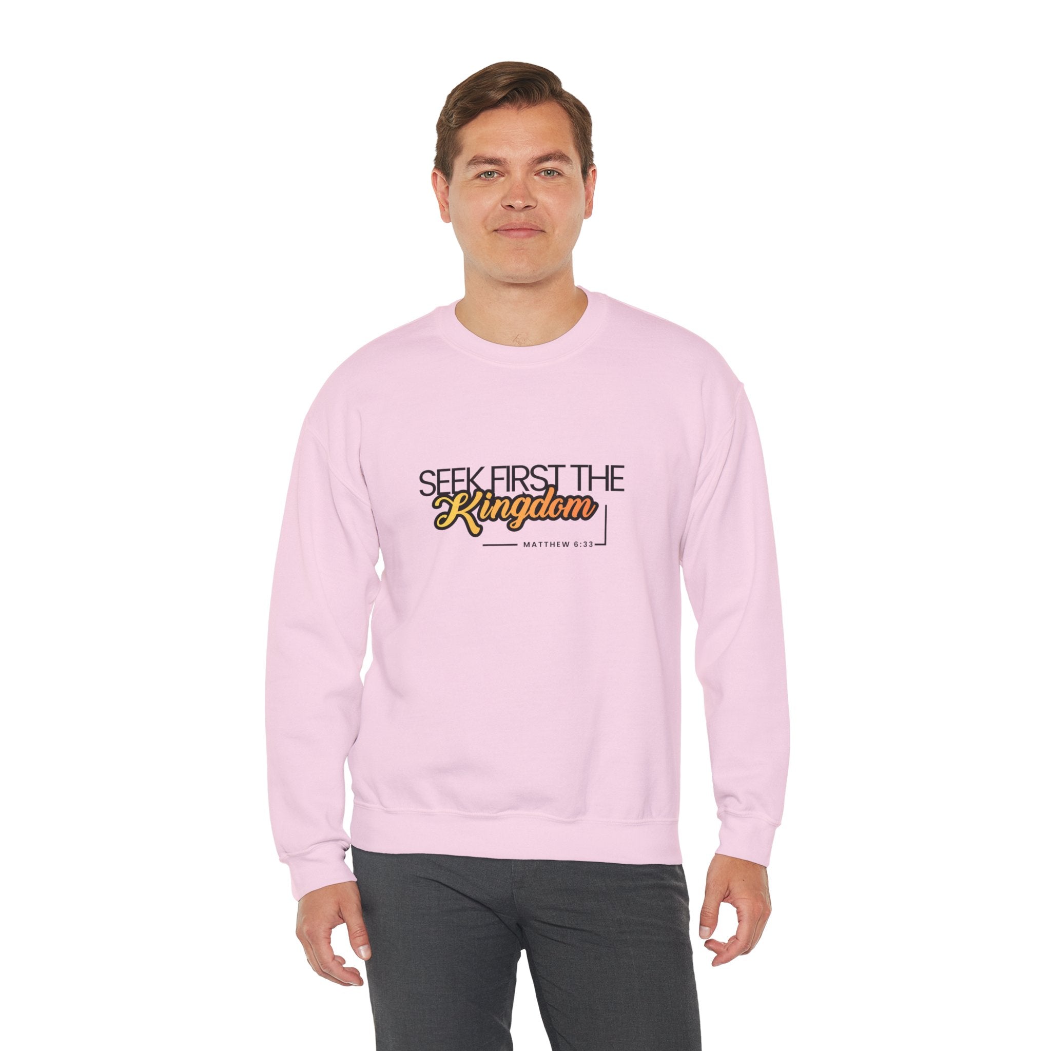 Seek First the Kingdom Crewneck Sweatshirt — Christian Faith Graphic Sweatshirt