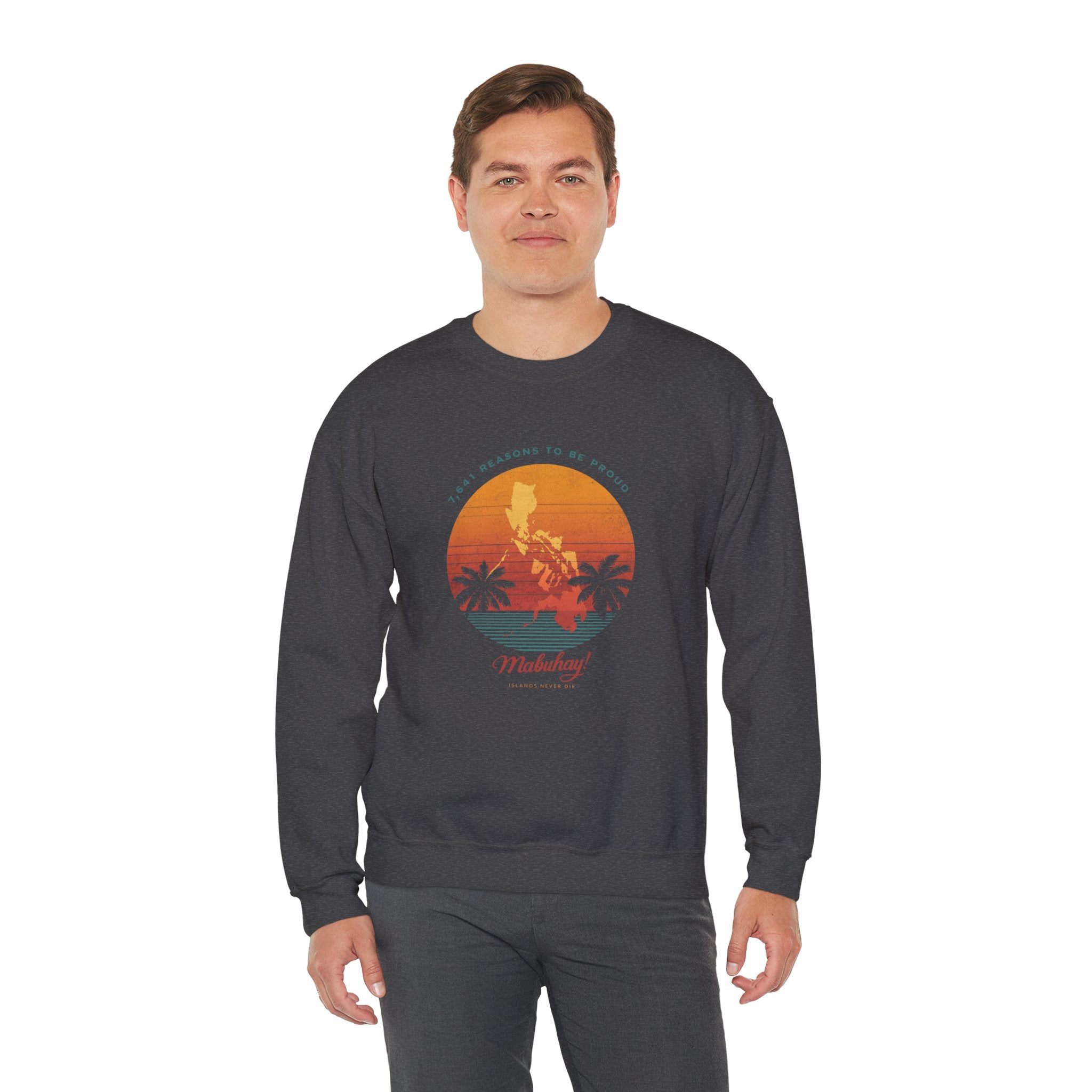Filipino Crewneck Sweatshirt "Proud to Be Pinoy" Retro Sunset Pullover, Philippines Pride Apparel, Heritage Graphic Sweatshirt