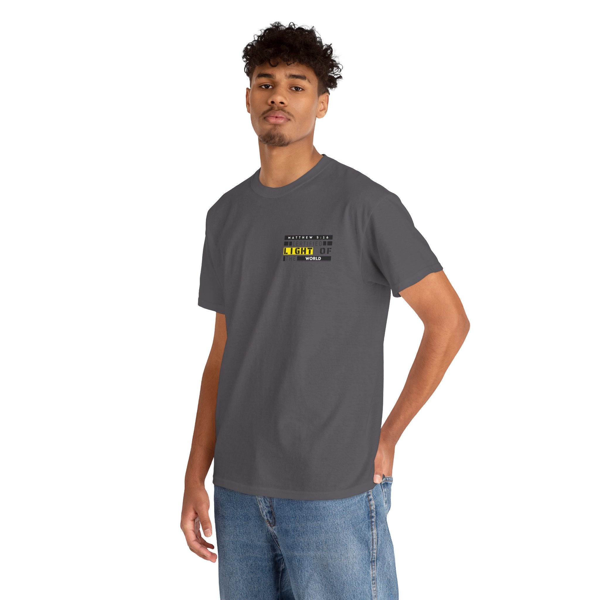 Minimalist "Light of My Life" Tee — Small Chest Script Graphic