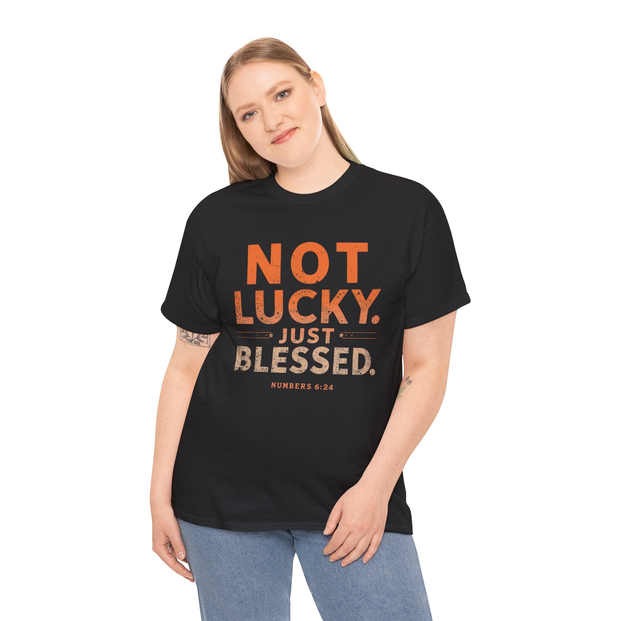 Not Lucky Just Blessed Tee — Christian Faith Graphic T-Shirt (Numbers 6:24)
