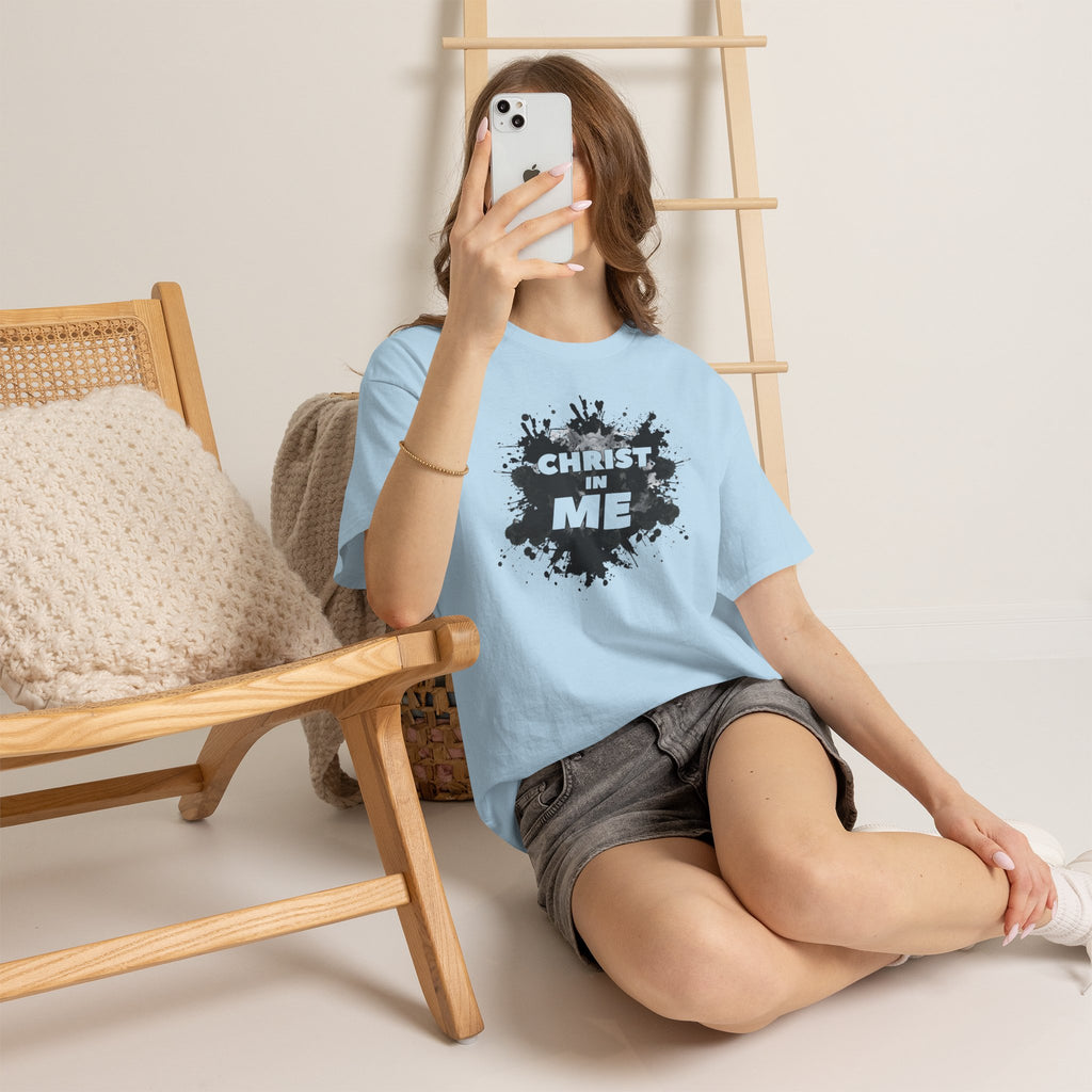 Christian 'Christ in Me' Graphic Tee — Faith-Based Splash Design