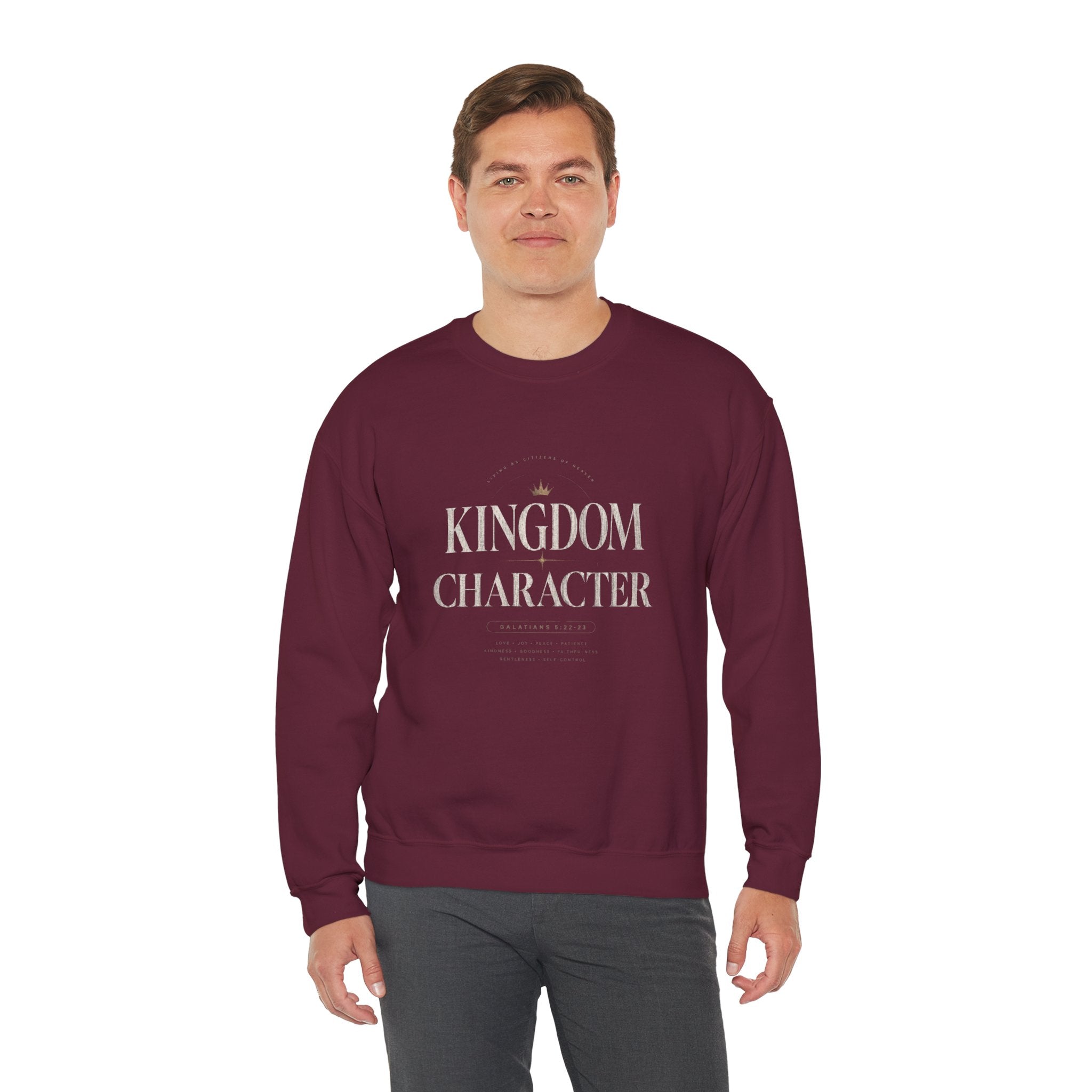 Christian Crewneck Sweatshirt "Kingdom Character" Pullover, Faith-Based Inspirational Apparel, Religious Graphic Sweatshirt