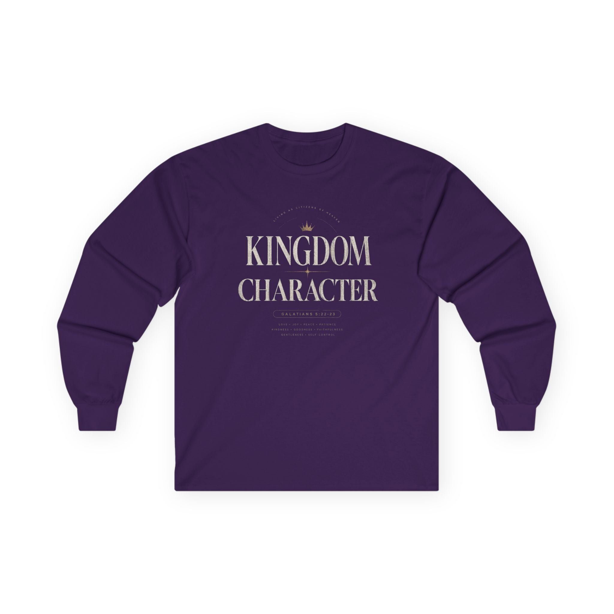 Kingdom Character Long Sleeve Tee — Inspirational Faith Graphic Shirt