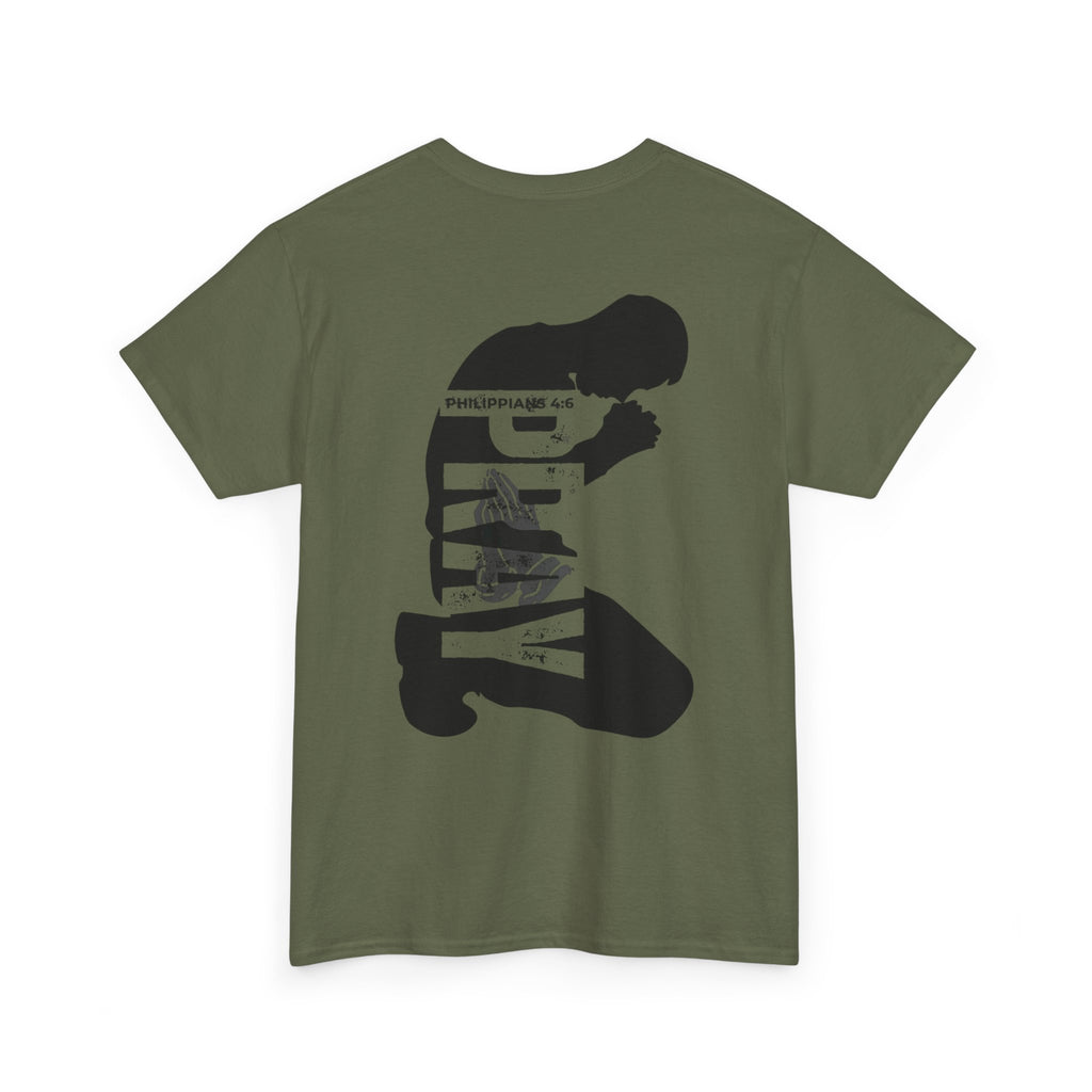 Pray More Tee — "Pray More, Panic Less" Christian Graphic T-Shirt