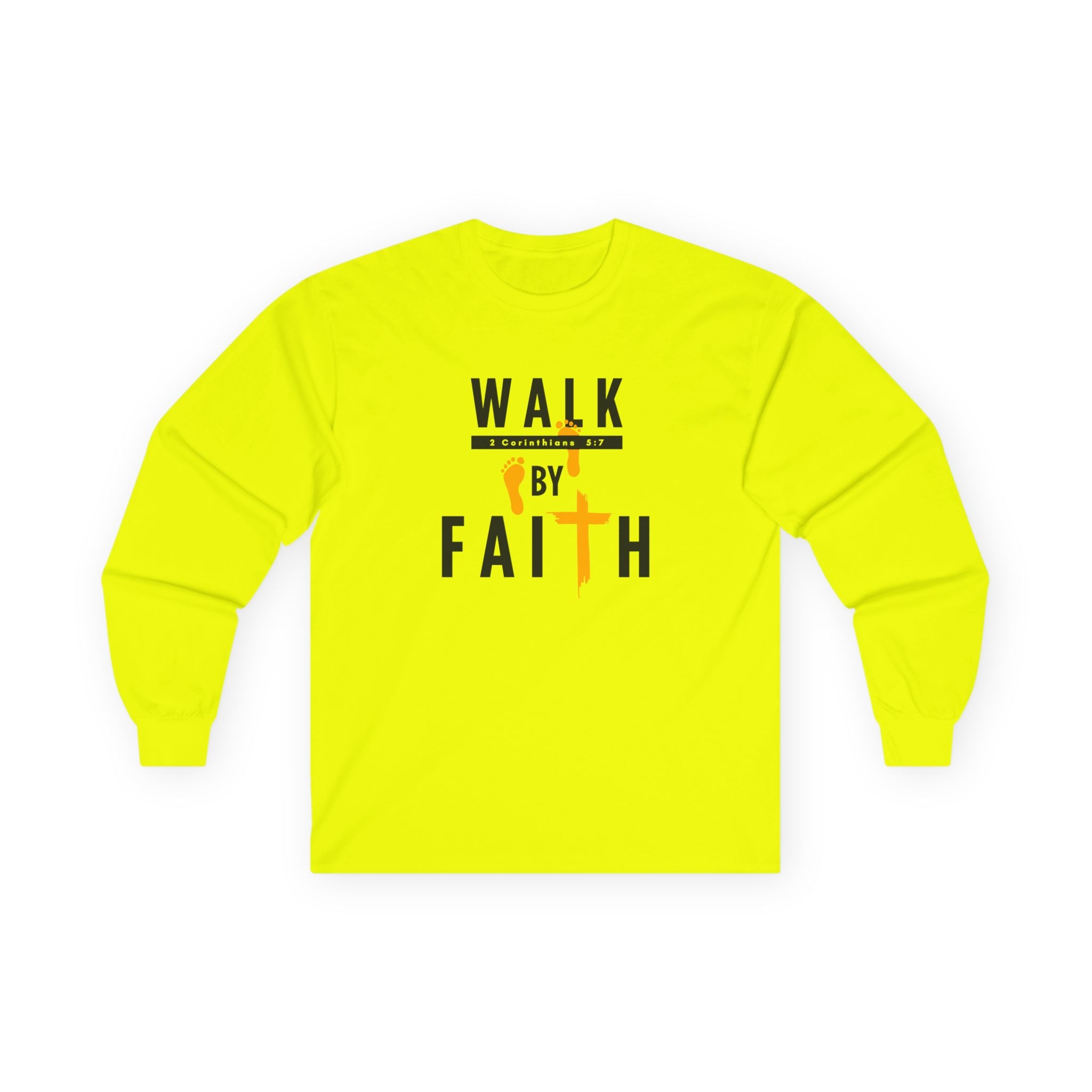 Long Sleeve Tee — "Walk by Faith" Christian Inspirational Shirt
