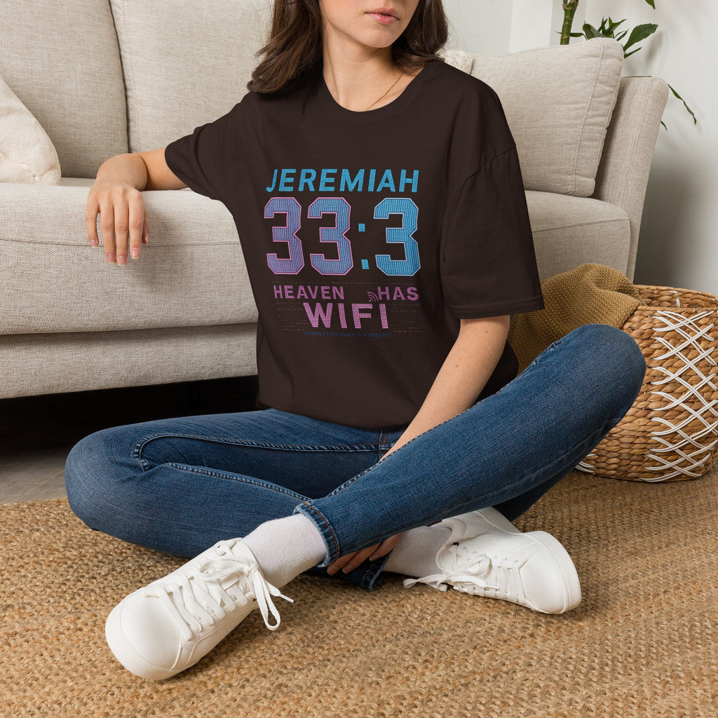 T‑Shirt — Jeremiah 33:3 'Heaven Has WiFi' Inspirational Christian Tee