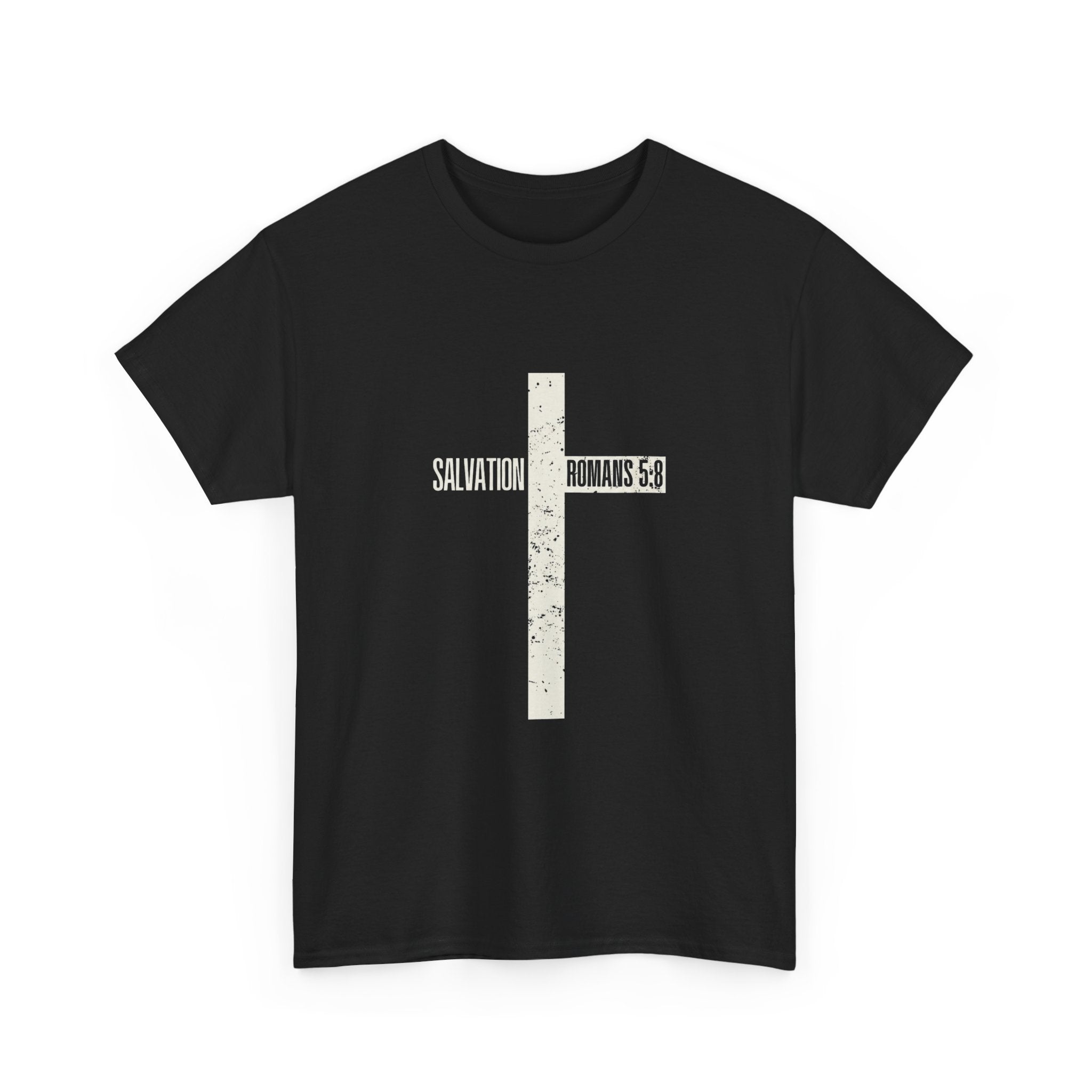 Christian Cross T-Shirt — "Salvation Romans 5:8" Faith Tee