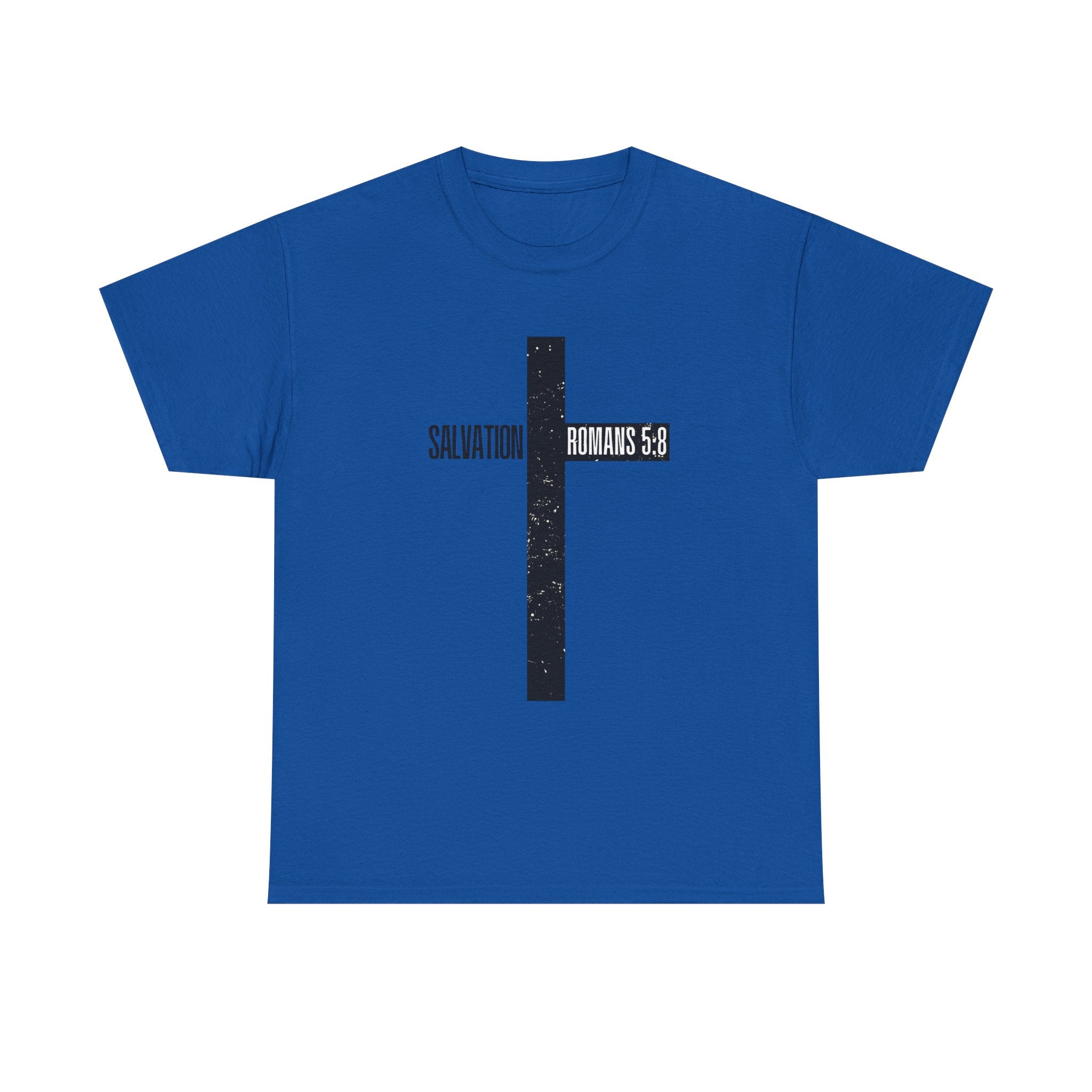 Christian Cross T-Shirt — "Salvation Romans 5:8" Faith Tee