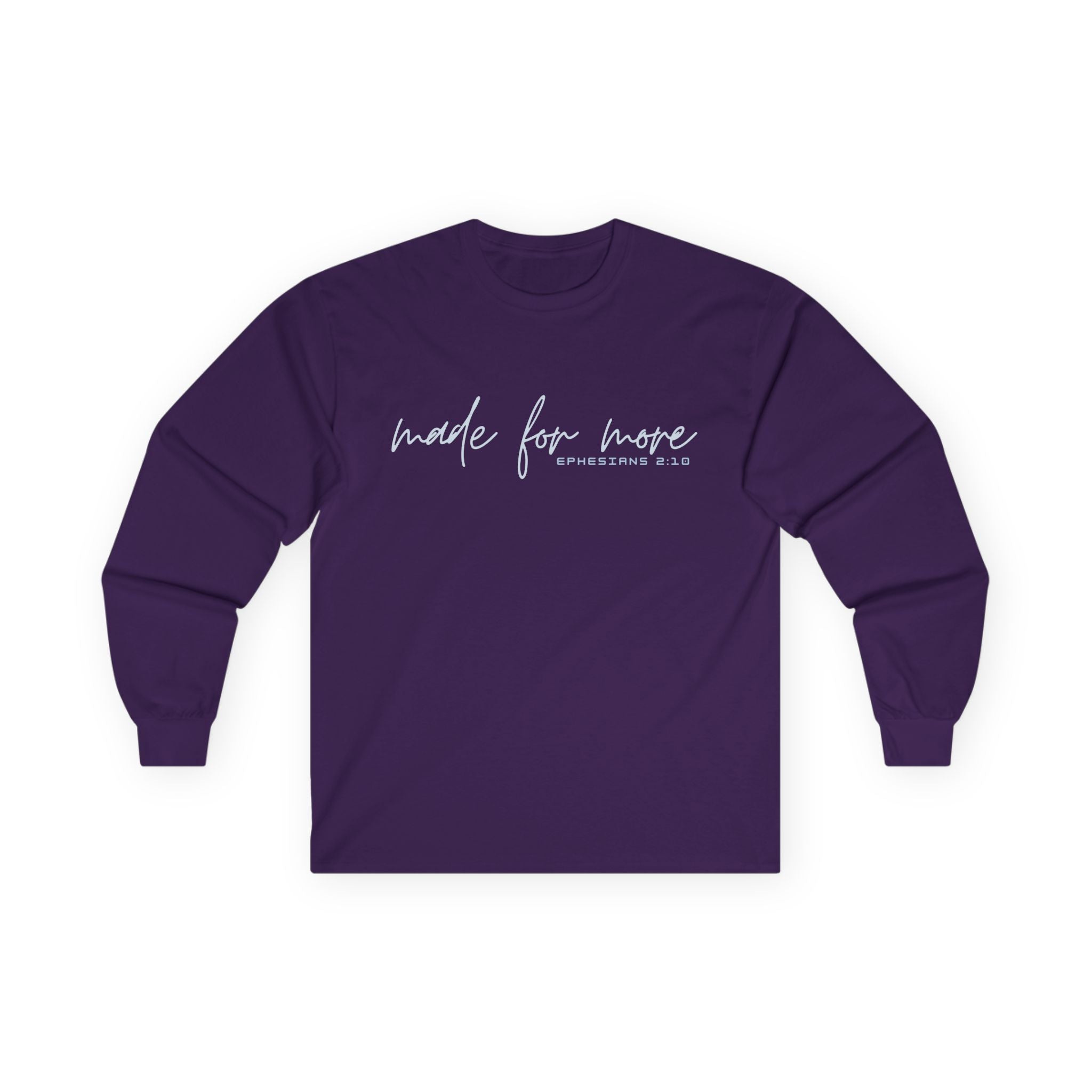 Long Sleeve Christian Tee — 'Made For More' Minimalist Script Shirt
