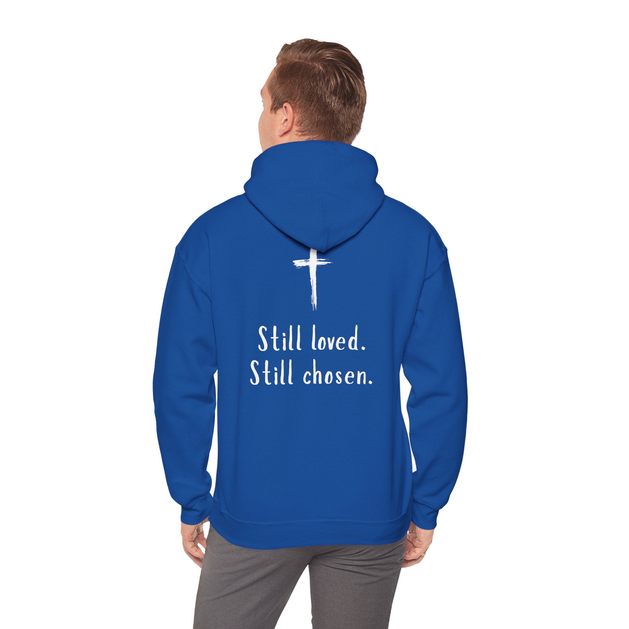 Not Perfect — Forgiven Hoodie | Christian Inspirational Sweatshirt (Romans 5:8, Still Loved/Still Chosen)