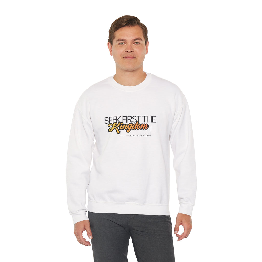 Seek First the Kingdom Crewneck Sweatshirt — Christian Faith Graphic Sweatshirt