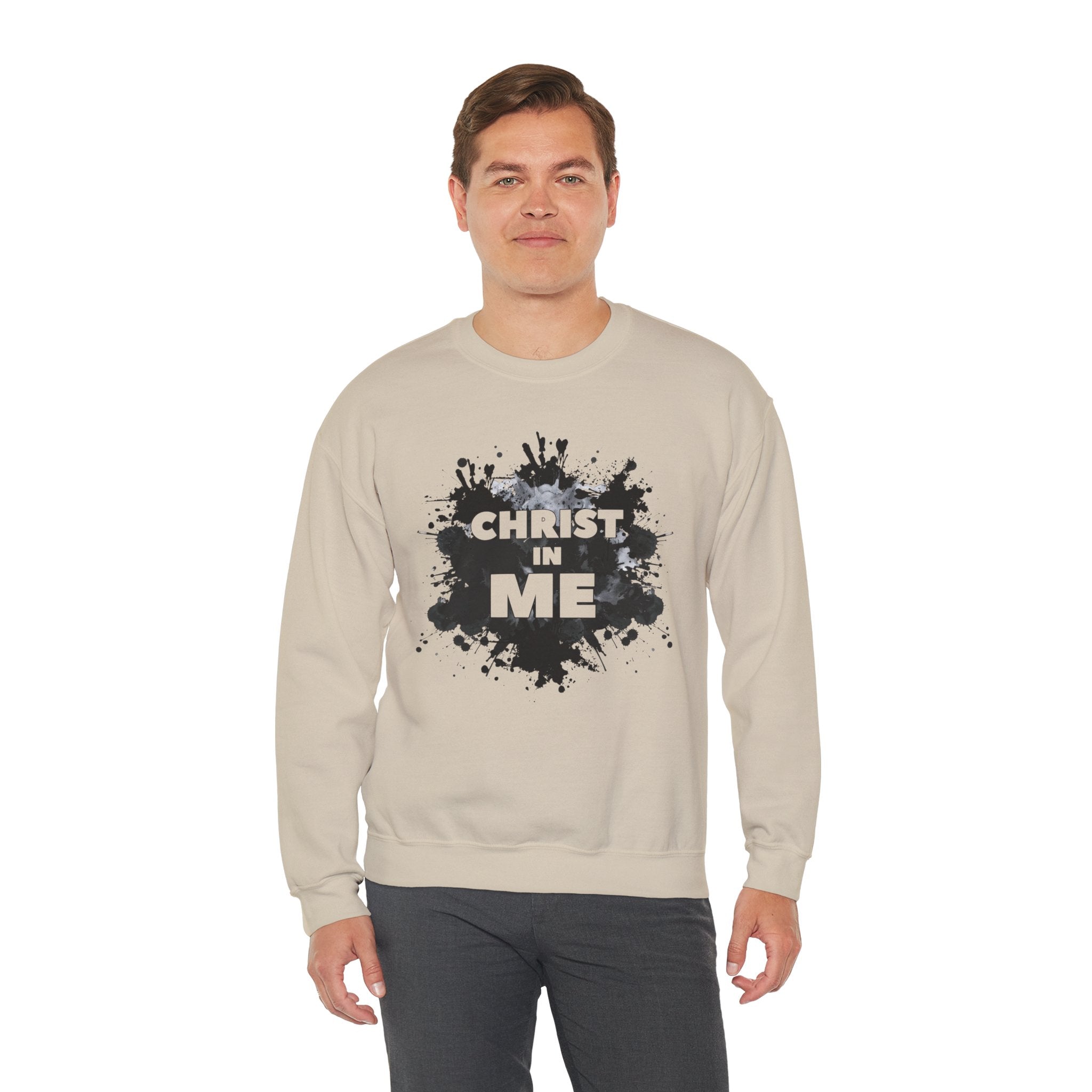 Christian Crewneck Sweatshirt "Christ in Me" Pullover, Galatians 2:20 Apparel, Inspirational Religious Graphic Sweatshirt