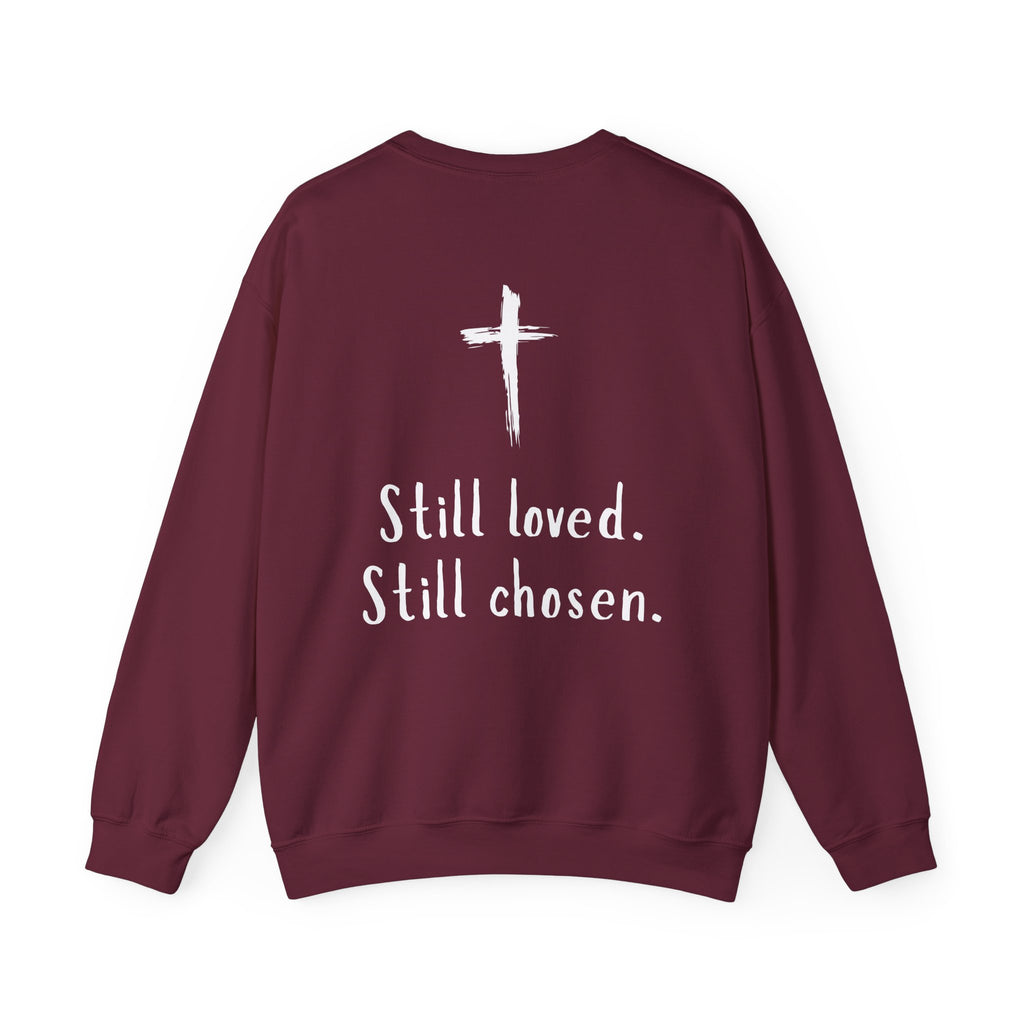 Christian Crewneck Sweatshirt — "Not Perfect, Forgiven" (Romans 5:8)