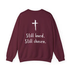 Christian Crewneck Sweatshirt — "Not Perfect, Forgiven" (Romans 5:8)