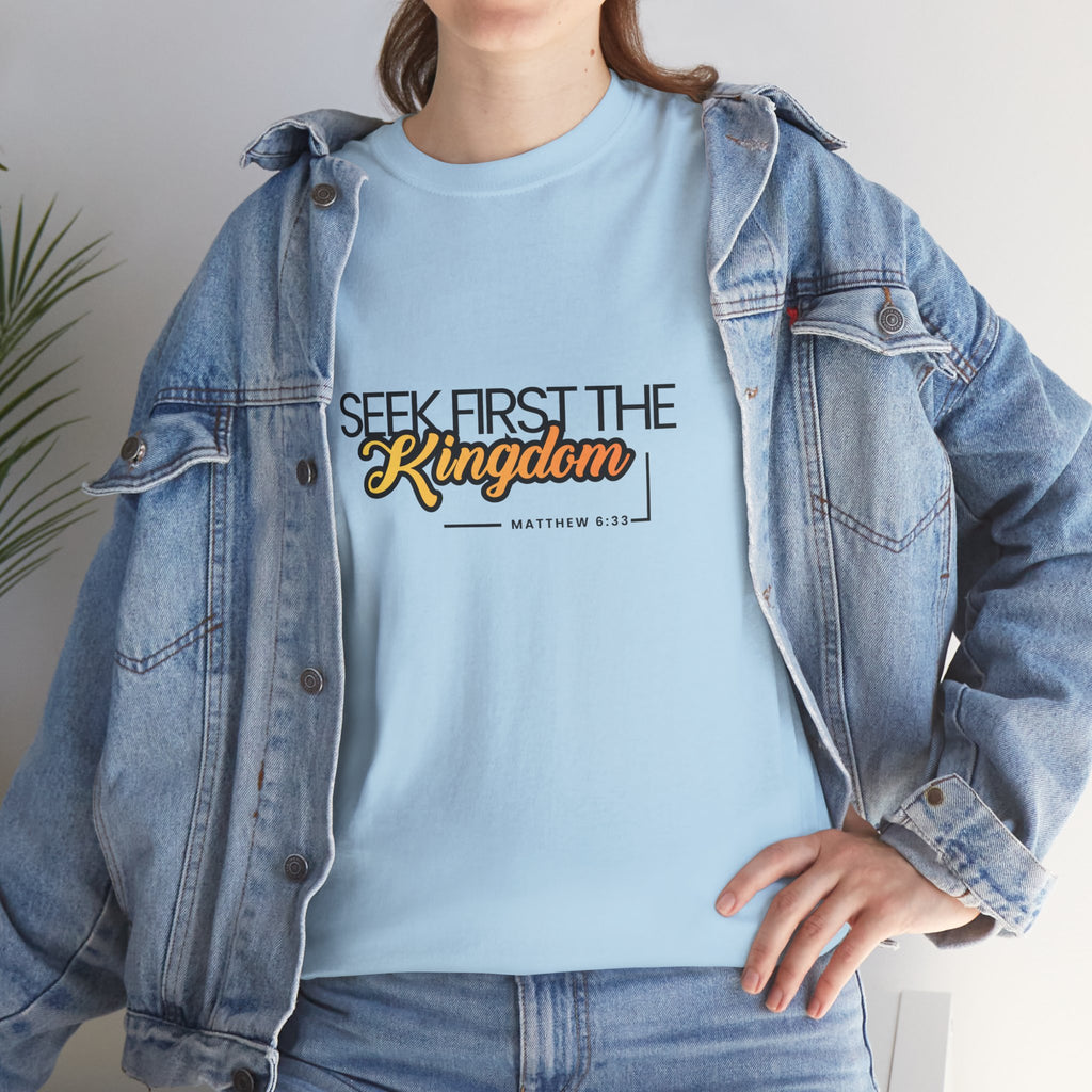 Seek First the Kingdom Tee — Christian Faith Graphic T-Shirt (Matthew 6:33)