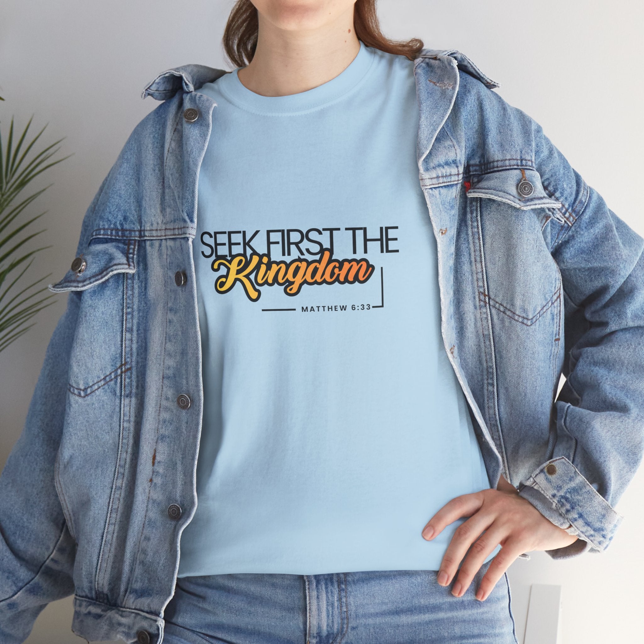 Seek First the Kingdom Tee — Christian Faith Graphic T-Shirt (Matthew 6:33)