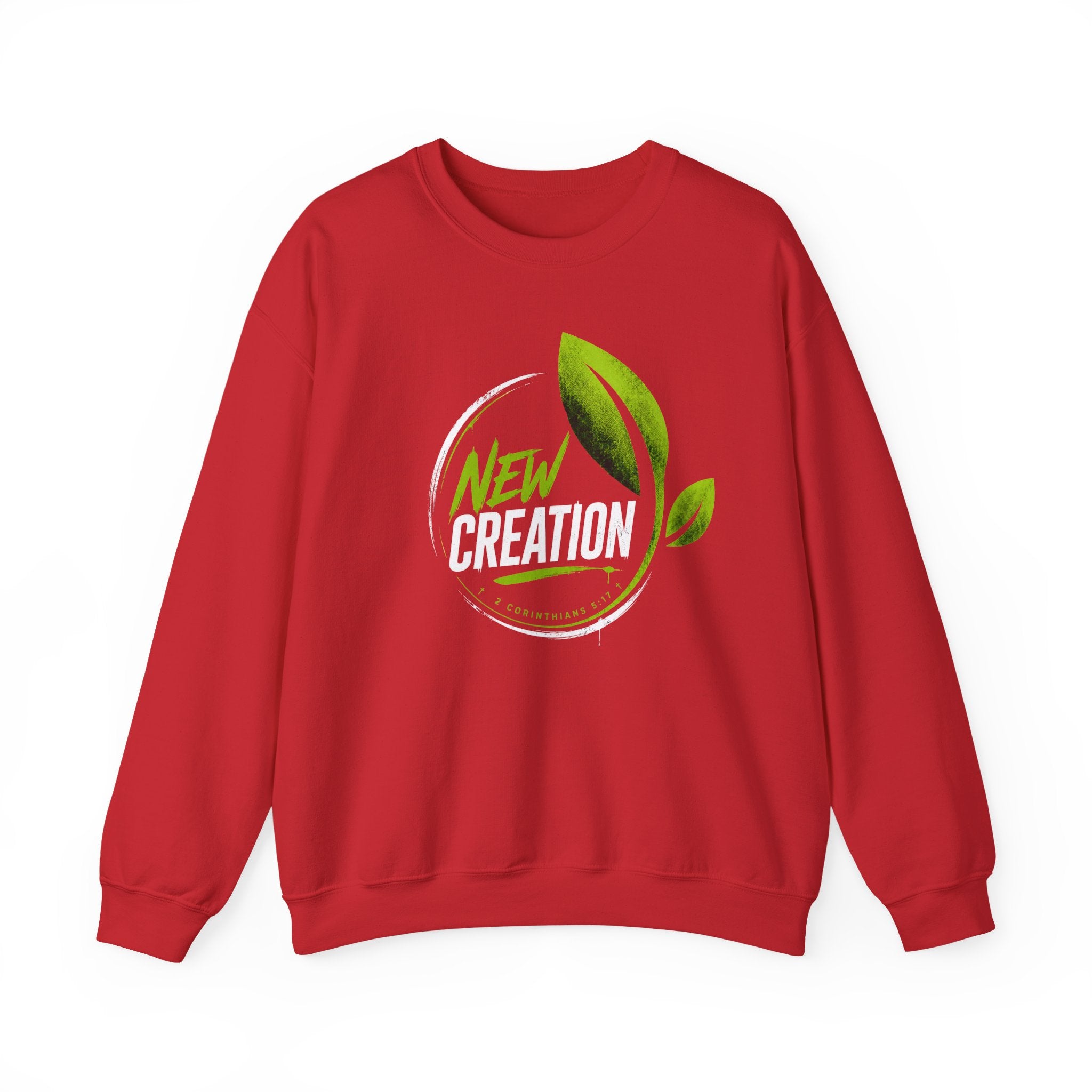 New Creation Sweatshirt – Christian Faith Green Leaf Crewneck