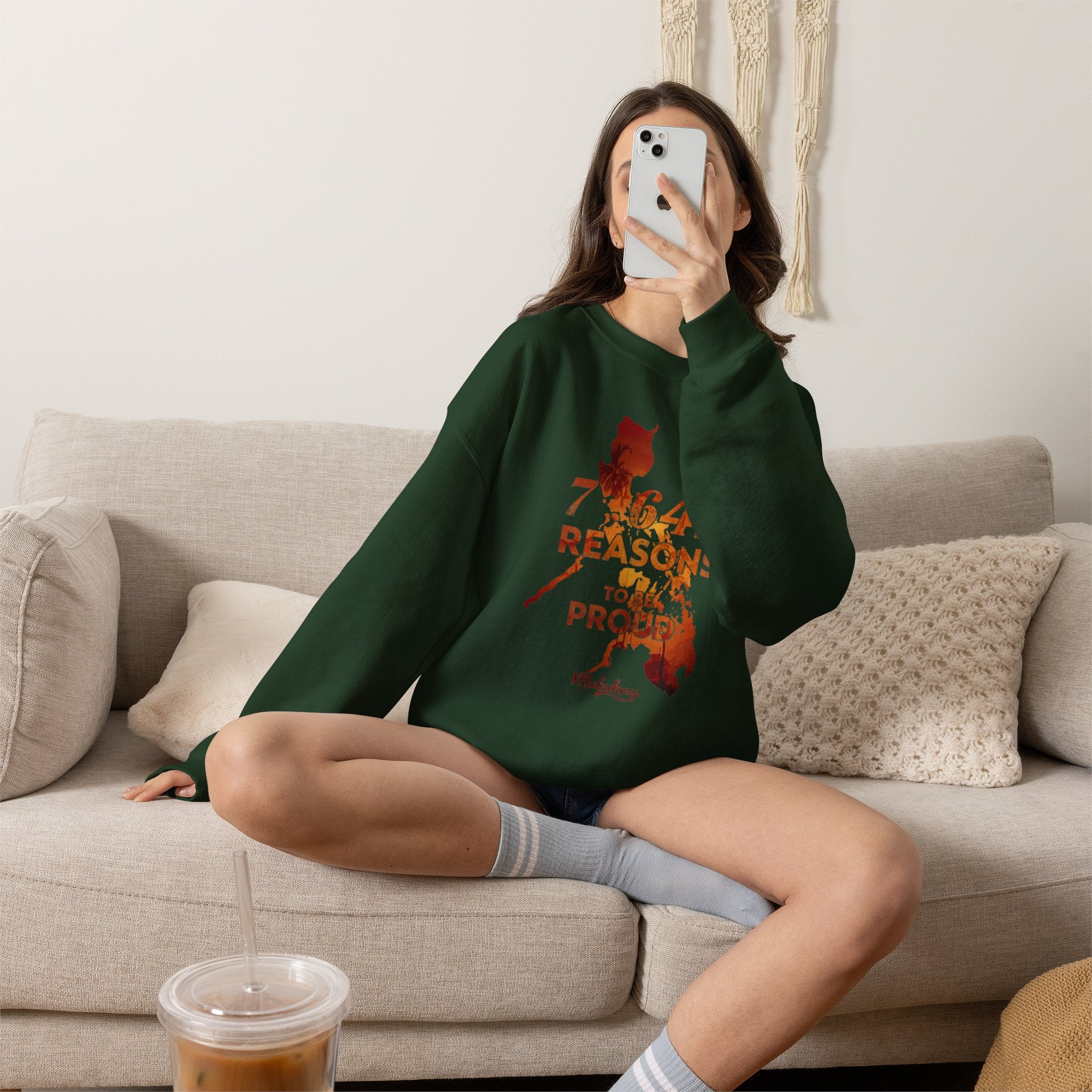 Philippines Map '7,641 Reasons to Be Proud Pinoy' Crewneck Sweatshirt