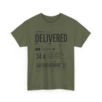Delivered Graphic Tee — Inspirational Psalm 34:4 Christian T-Shirt