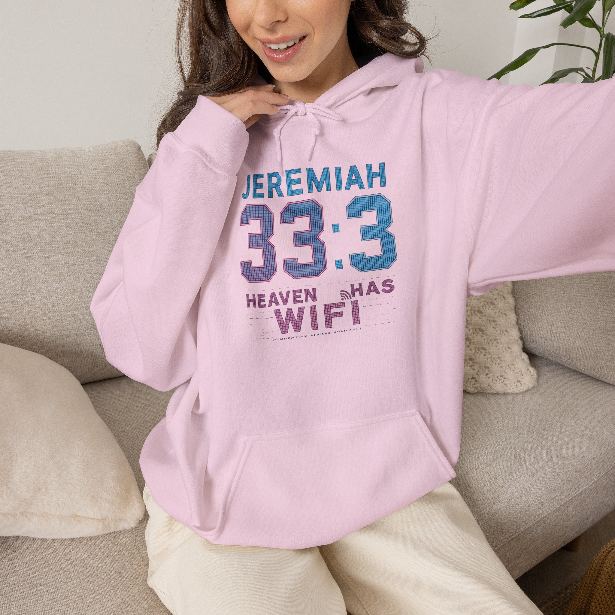 "Heaven Has WiFi" Christian Hoodie | Jeremiah 33:3 Faith Pullover Sweatshirt