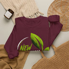 Christian Crewneck Sweatshirt "New Creation" Pullover, 2 Corinthians 5:17 Scripture Apparel, Green Leaf Graphic Sweatshirt