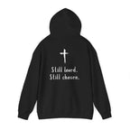 Not Perfect — Forgiven Hoodie | Christian Inspirational Sweatshirt (Romans 5:8, Still Loved/Still Chosen)
