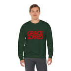 Christian Crewneck Sweatshirt "Grace" Reversed Pullover, Modern Minimalist Faith Apparel, Unique Graphic Scripture Sweater