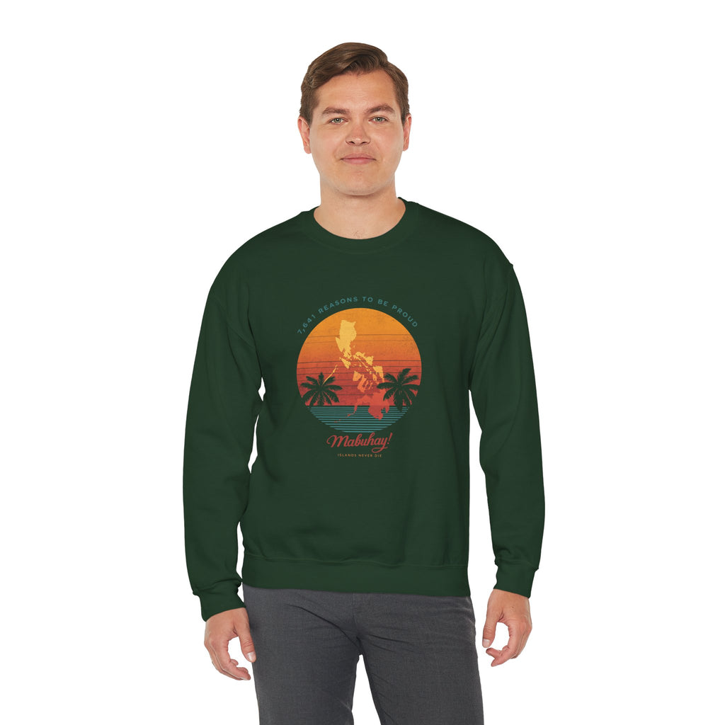 Filipino Crewneck Sweatshirt "Proud to Be Pinoy" Retro Sunset Pullover, Philippines Pride Apparel, Heritage Graphic Sweatshirt