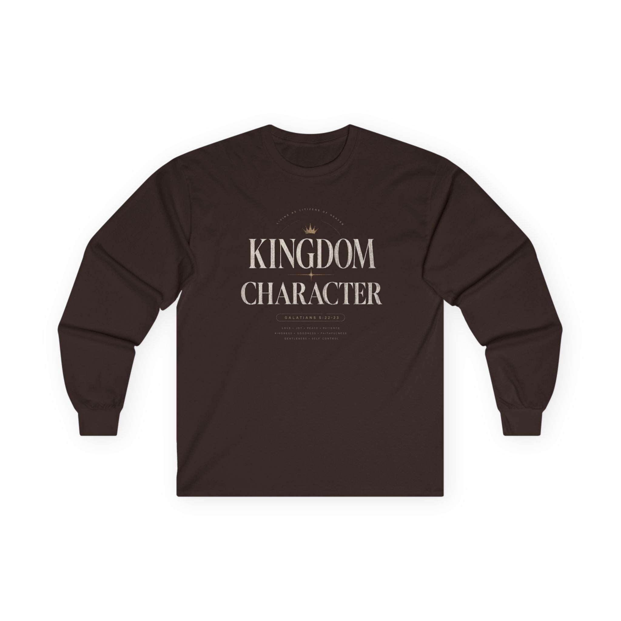 Kingdom Character Long Sleeve Tee — Inspirational Faith Graphic Shirt