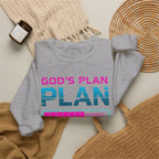 God's Plan Crewneck Sweatshirt — Retro Neon Faith Graphic