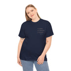 Black Text-Pattern T-Shirt — Seen Known Saved Christian Typography Graphic Tee