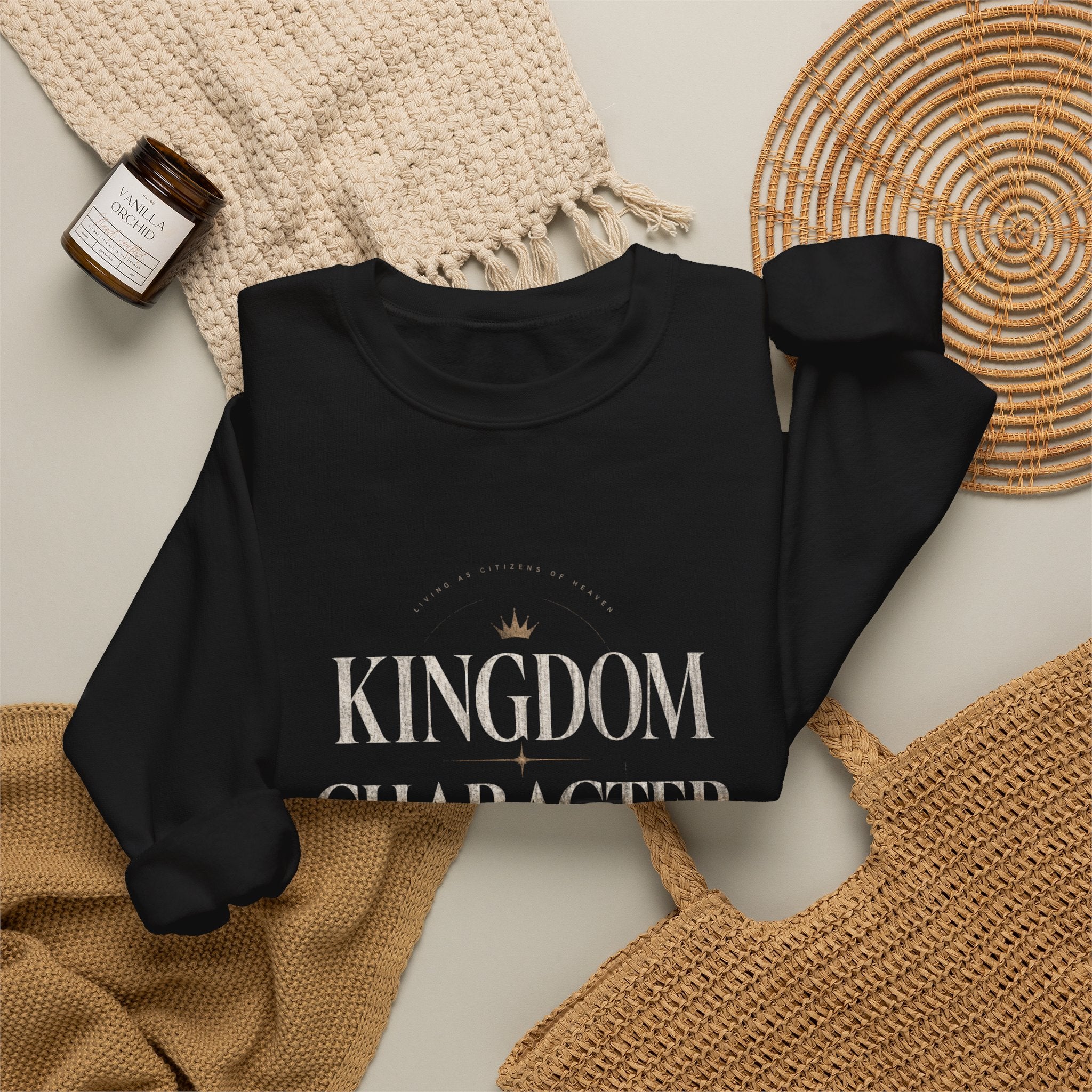 Christian Crewneck Sweatshirt "Kingdom Character" Pullover, Faith-Based Inspirational Apparel, Religious Graphic Sweatshirt