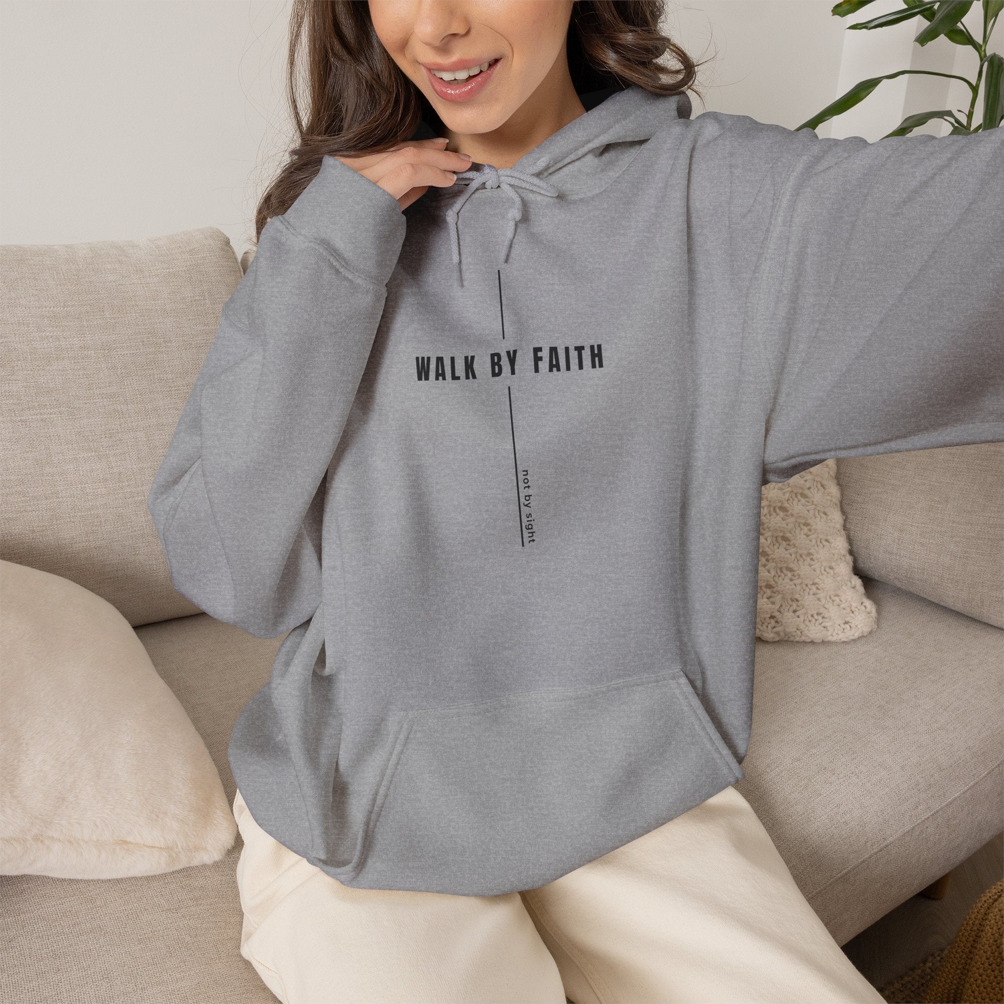 Walk By Faith Hoodie — Minimal Christian Inspirational Sweatshirt