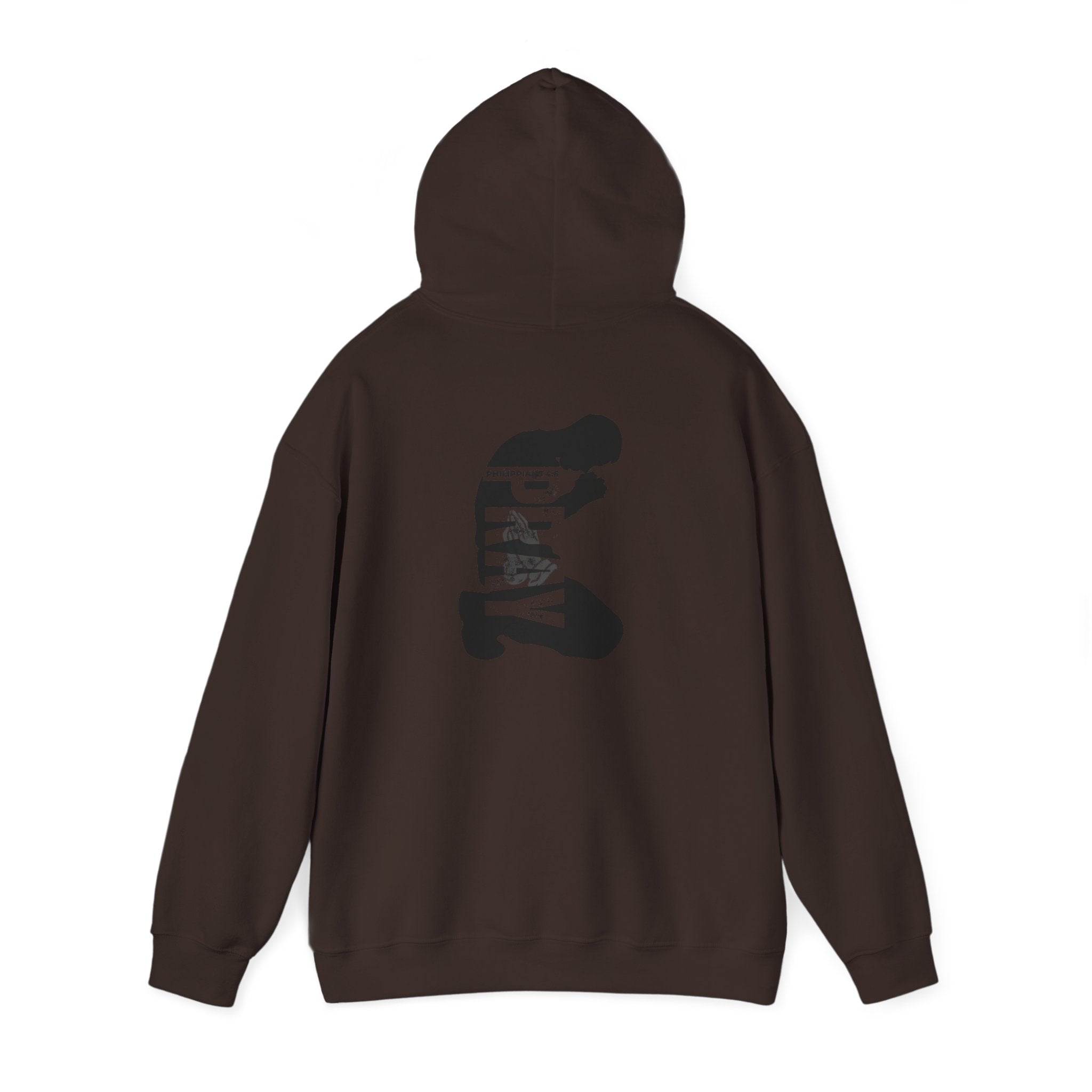 Minimal 'Pray More, Panic Less' Hoodie — Monochrome Graphic Back Print