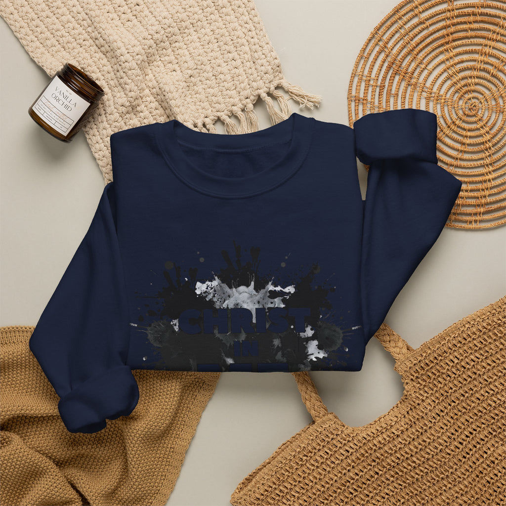 Christian Crewneck Sweatshirt "Christ in Me" Pullover, Galatians 2:20 Apparel, Inspirational Religious Graphic Sweatshirt