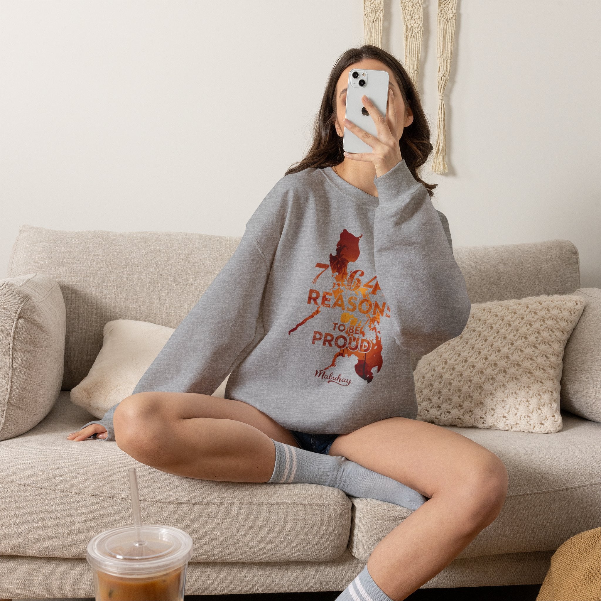 Philippines Map '7,641 Reasons to Be Proud Pinoy' Crewneck Sweatshirt