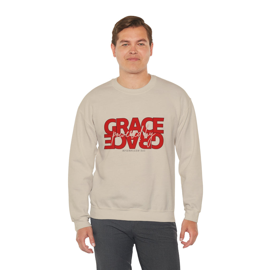 Christian Crewneck Sweatshirt "Grace" Reversed Pullover, Modern Minimalist Faith Apparel, Unique Graphic Scripture Sweater