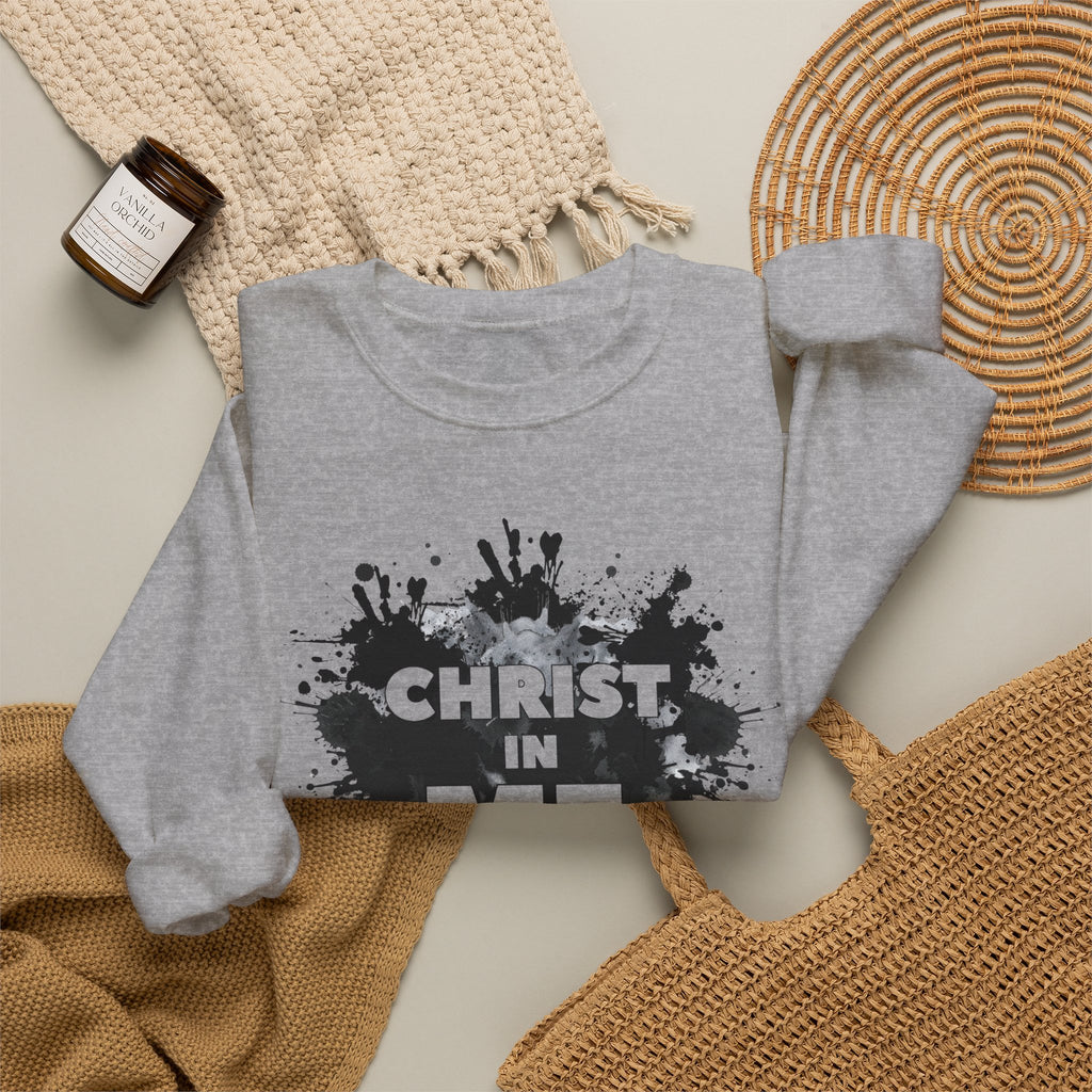 Christian Crewneck Sweatshirt "Christ in Me" Pullover, Galatians 2:20 Apparel, Inspirational Religious Graphic Sweatshirt