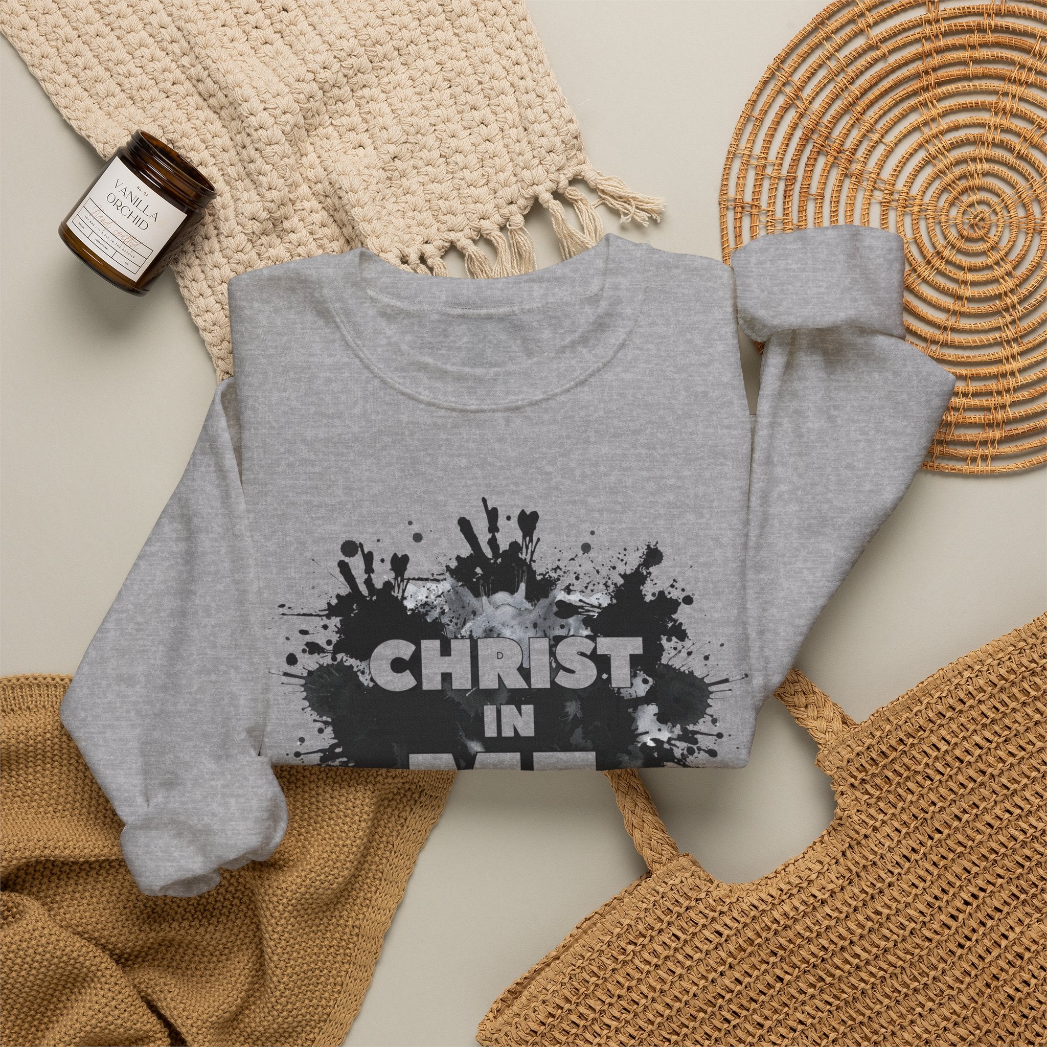 Christian Crewneck Sweatshirt "Christ in Me" Pullover, Galatians 2:20 Apparel, Inspirational Religious Graphic Sweatshirt