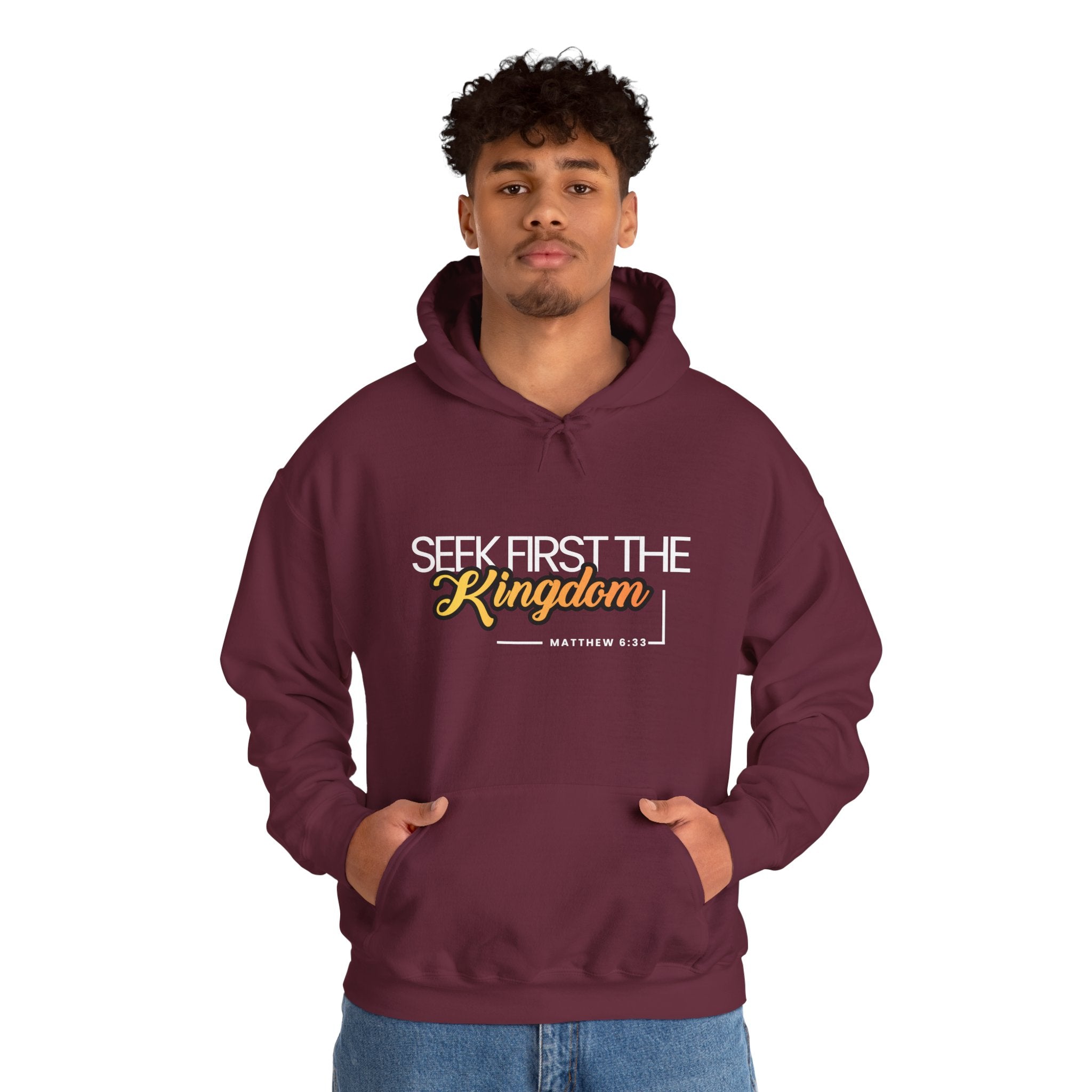 Seek First the Kingdom Hoodie - Christian Faith Scripture Sweatshirt (Matthew 6:33)