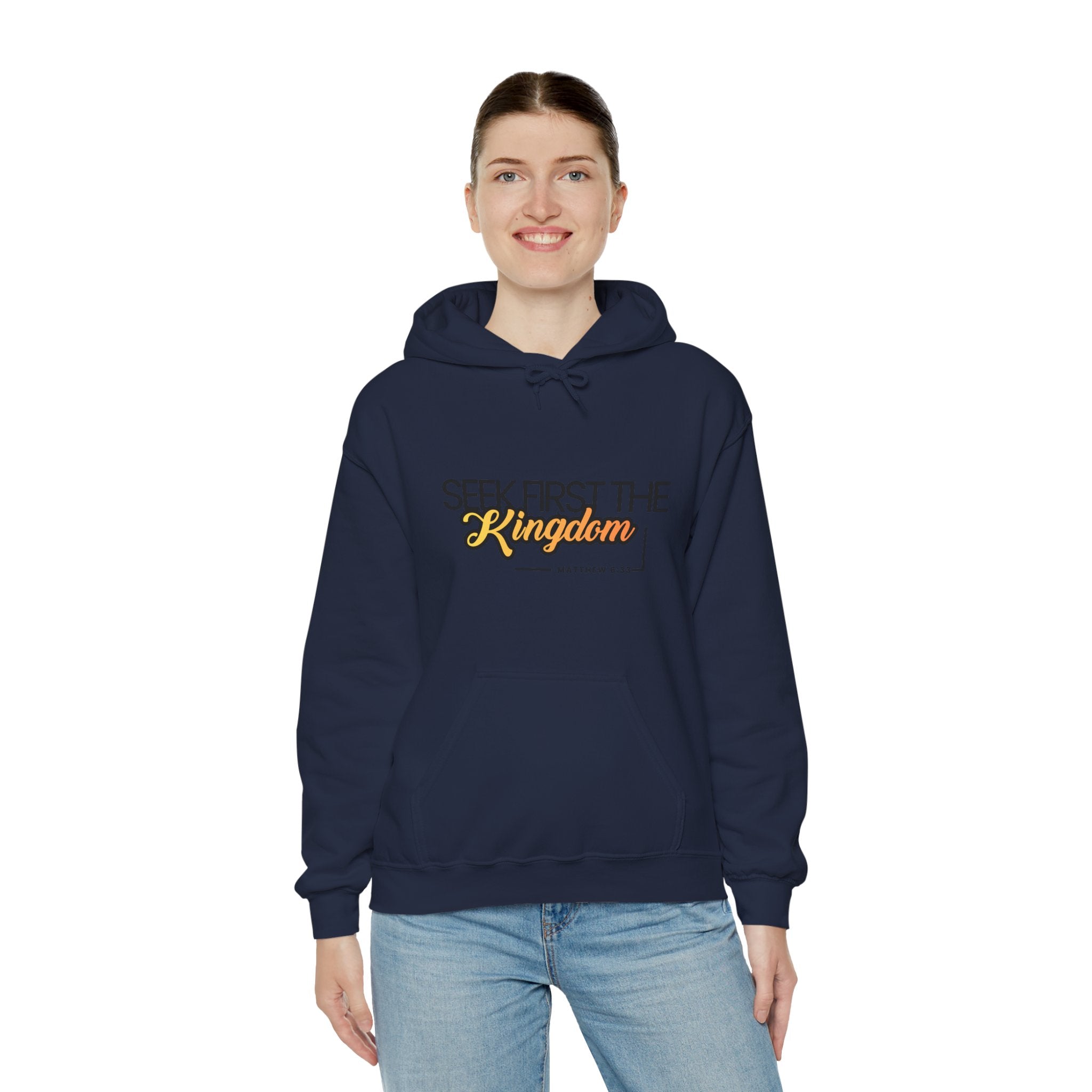 Seek First the Kingdom Hoodie – Christian Faith Scripture Sweatshirt (Matthew 6:33)