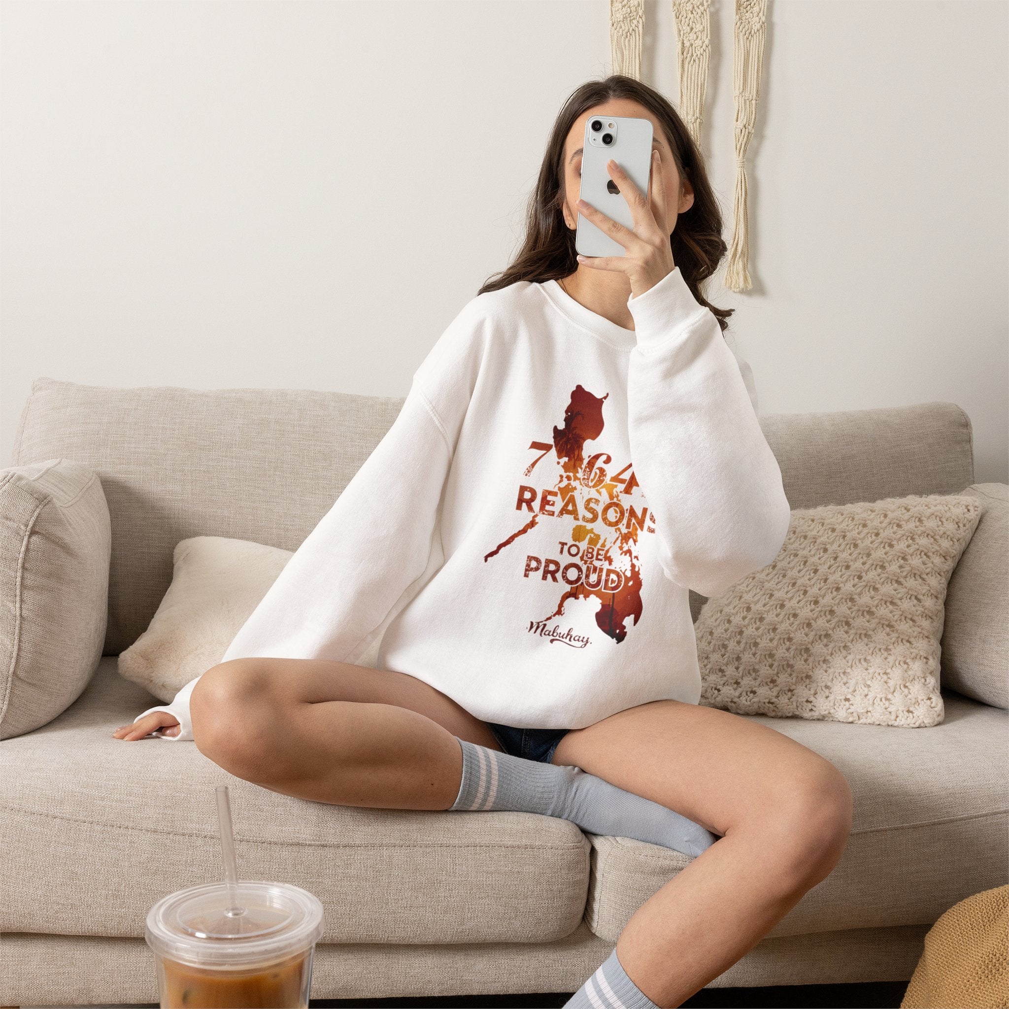 Philippines Map '7,641 Reasons to Be Proud Pinoy' Crewneck Sweatshirt
