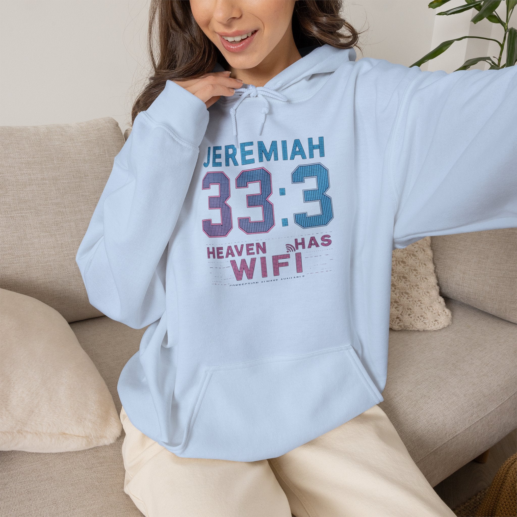 "Heaven Has WiFi" Christian Hoodie | Jeremiah 33:3 Faith Pullover Sweatshirt