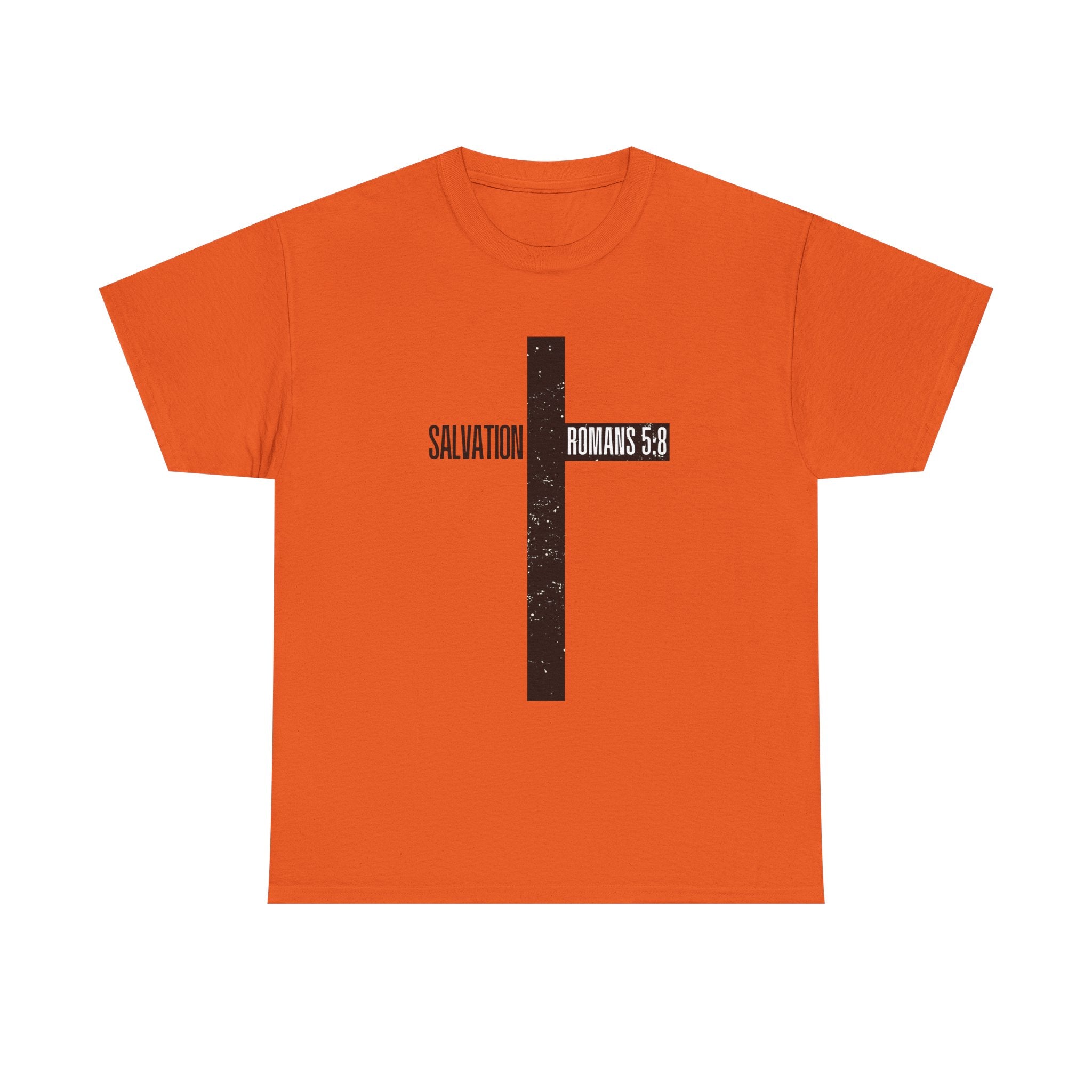 Christian Cross T-Shirt — "Salvation Romans 5:8" Faith Tee