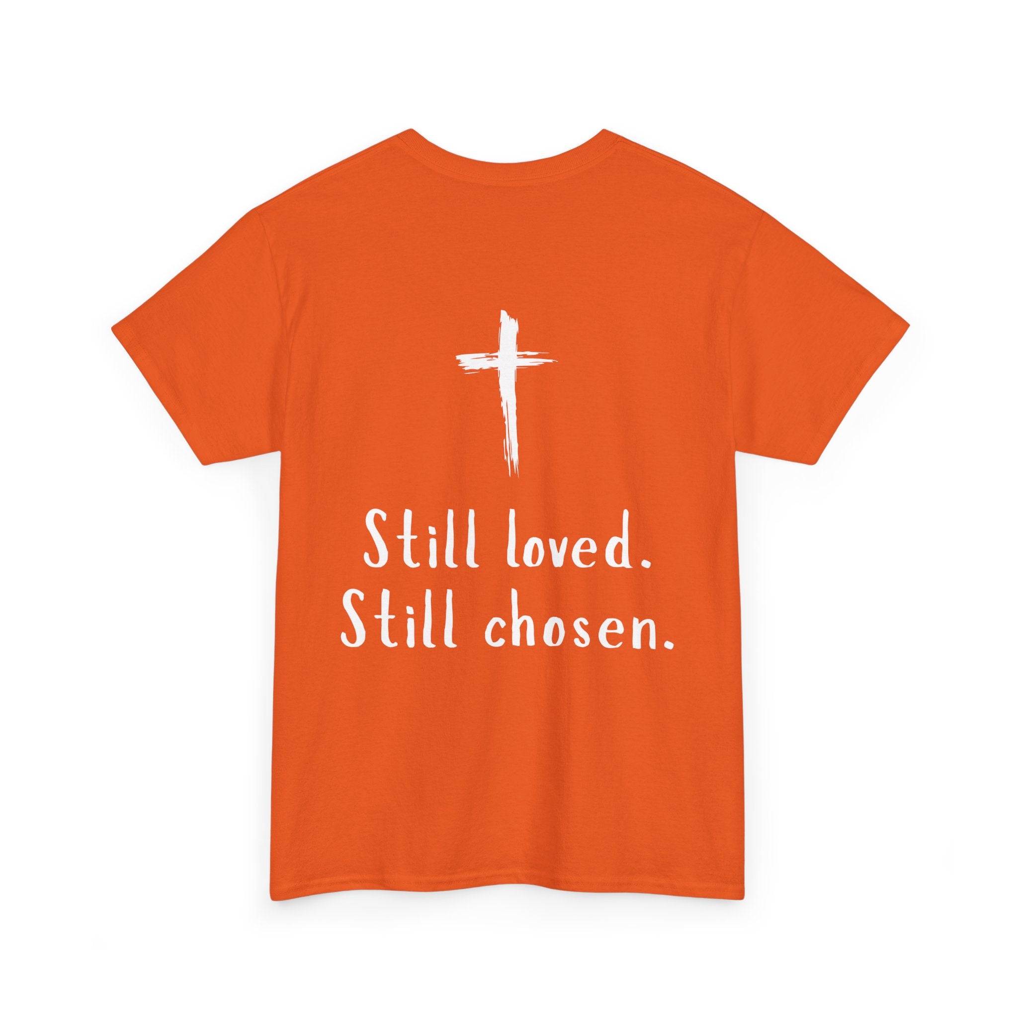 Christian Tee — "Not Perfect, Forgiven" Romans 5:8 Graphic T-Shirt (Still Loved / Still Chosen)