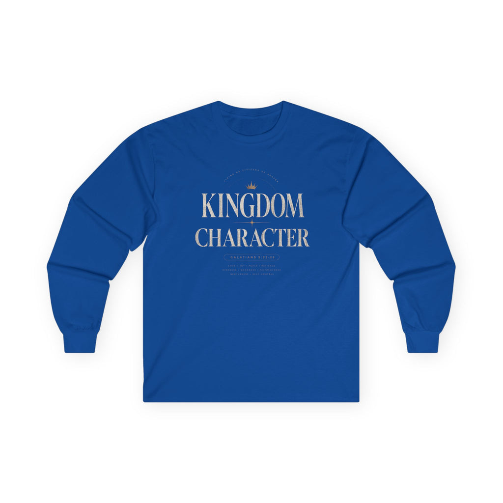 Kingdom Character Long Sleeve Tee — Inspirational Faith Graphic Shirt