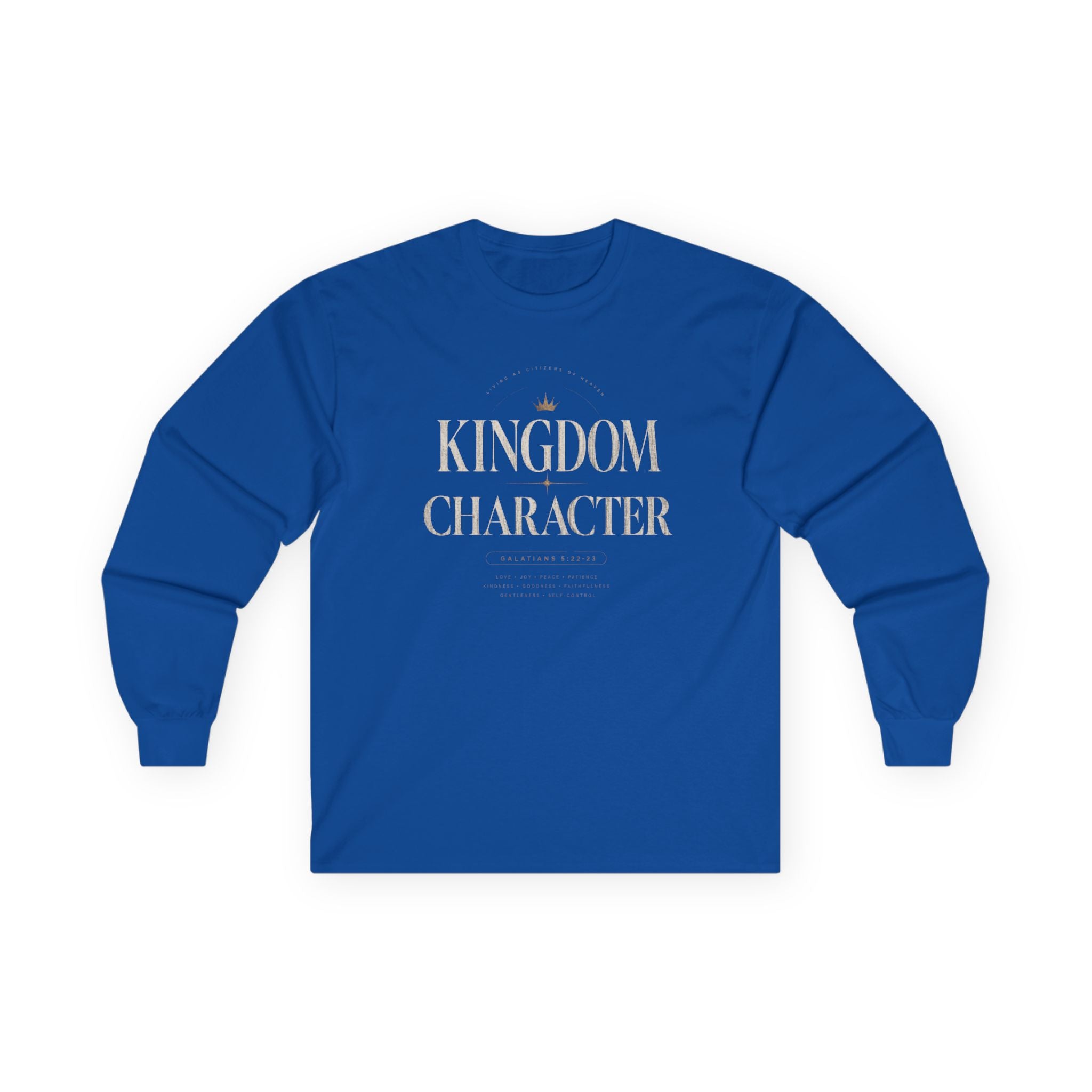 Kingdom Character Long Sleeve Tee — Inspirational Faith Graphic Shirt