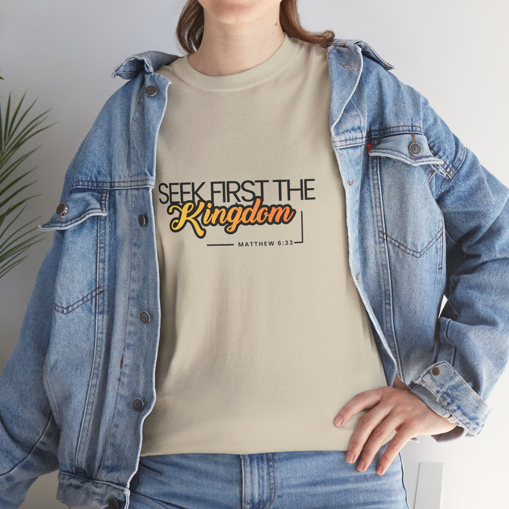 Seek First the Kingdom Tee — Christian Faith Graphic T-Shirt (Matthew 6:33)