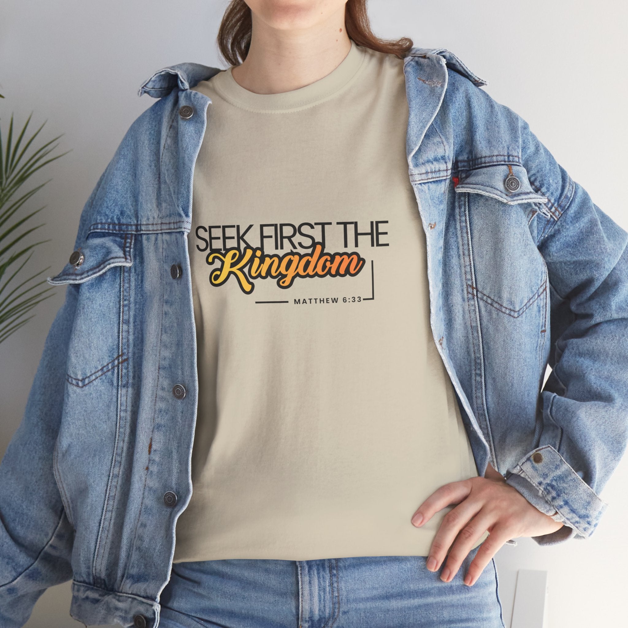 Seek First the Kingdom Tee — Christian Faith Graphic T-Shirt (Matthew 6:33)